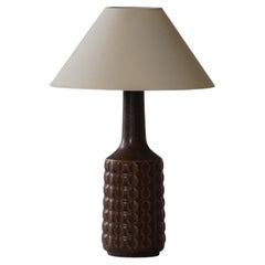 Danish Modern Ceramic Table Lamp in Brown Glaze, Desire Stentøj, Denmark, 1960s