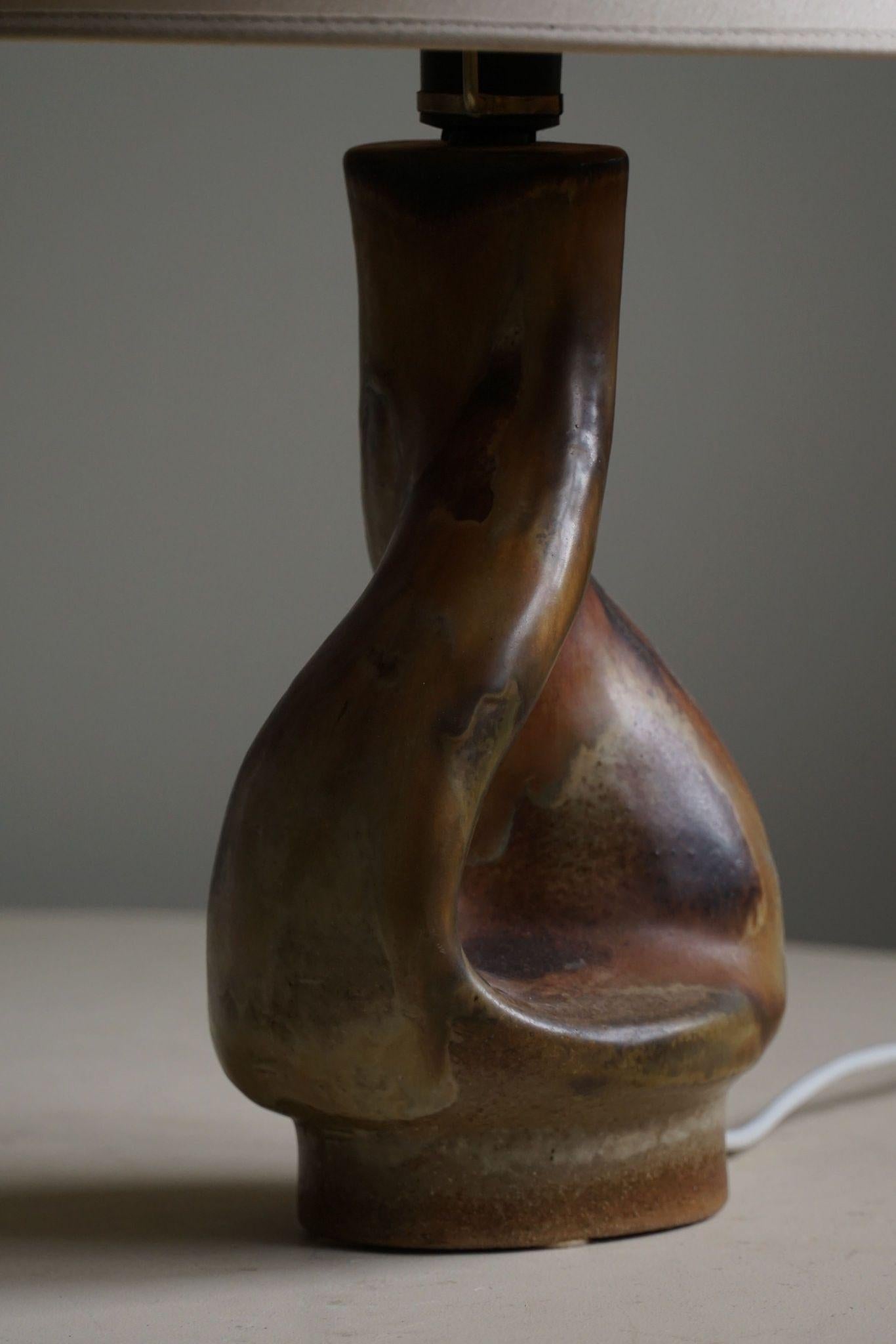 Danish Modern, Ceramic Table Lamp in Earthern Colors by Axella, 1970s 4