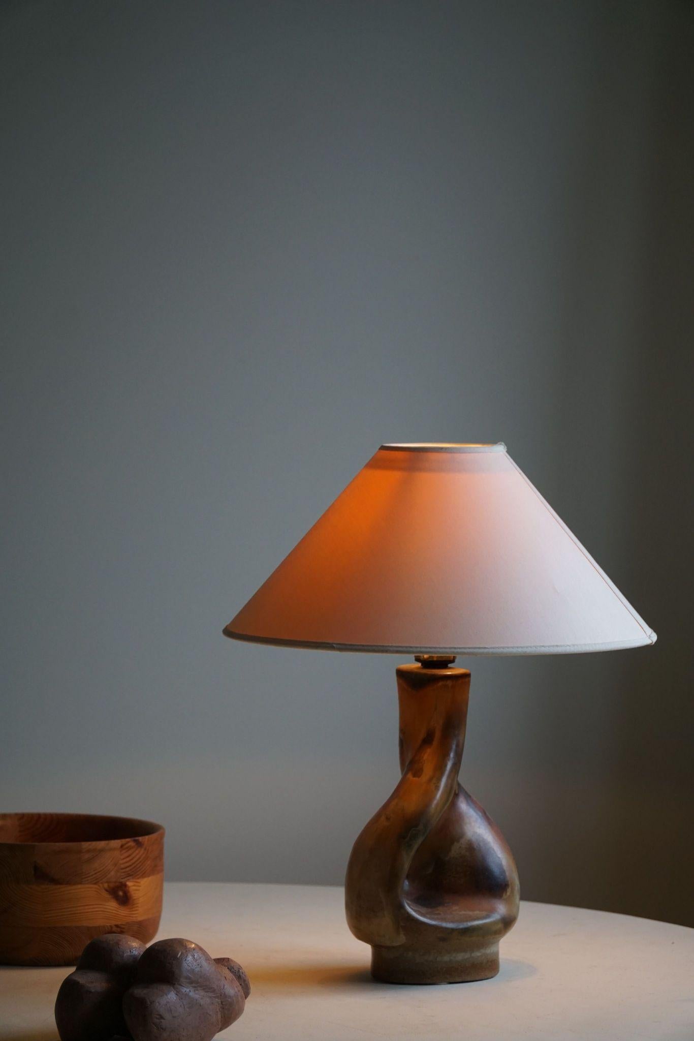 Brutalist Danish Modern, Ceramic Table Lamp in Earthern Colors by Axella, 1970s