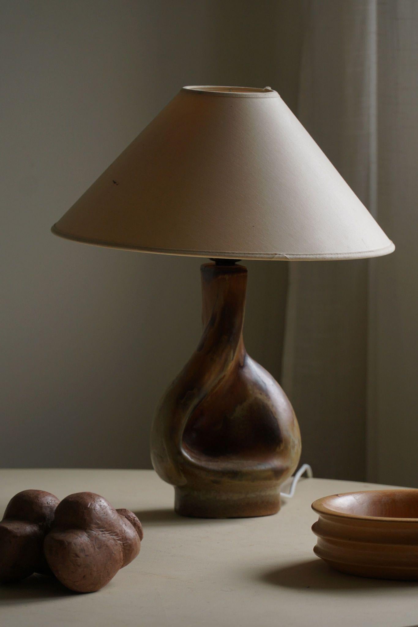 Hand-Crafted Danish Modern, Ceramic Table Lamp in Earthern Colors by Axella, 1970s