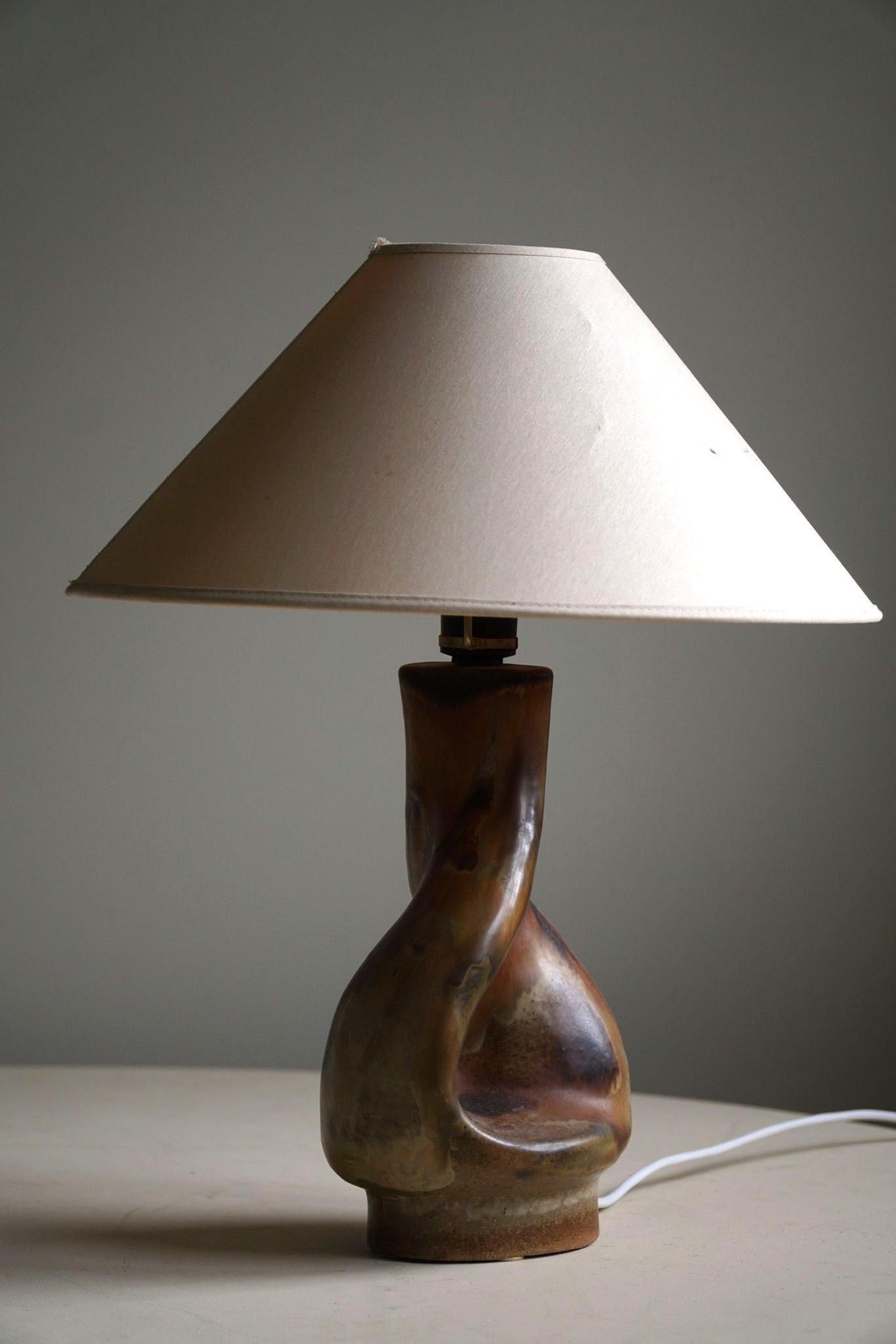 Danish Modern, Ceramic Table Lamp in Earthern Colors by Axella, 1970s 3