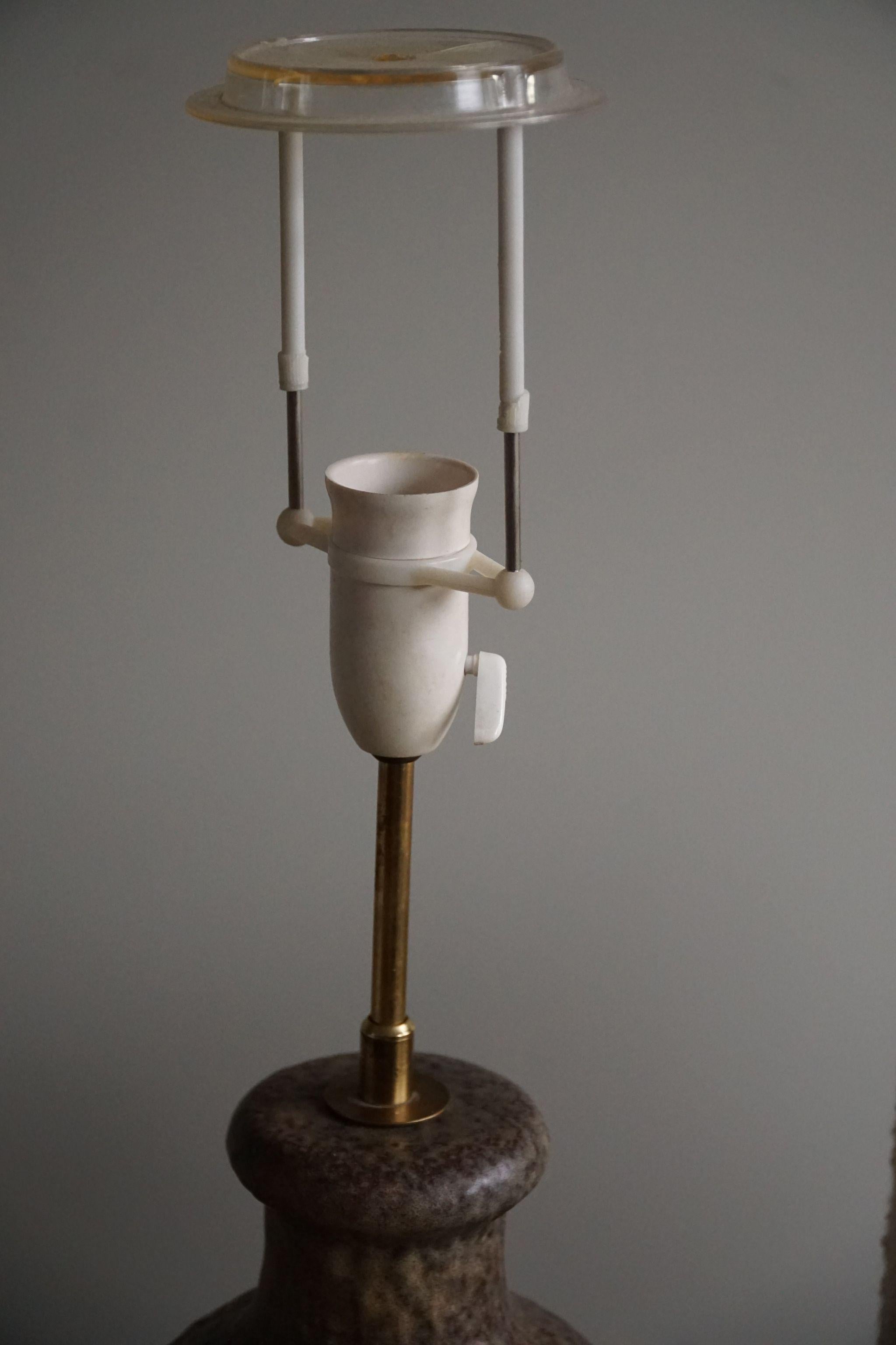 Danish Modern Ceramic Table Lamp, Various Green / Brown Colors, 1960s 4
