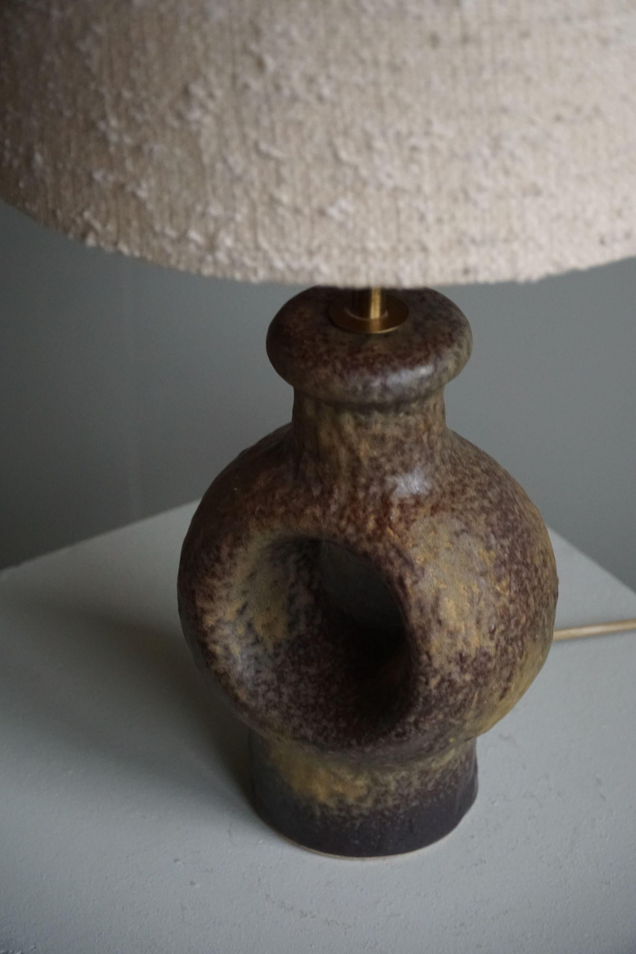Danish Modern Ceramic Table Lamp, Various Green / Brown Colors, 1960s 6
