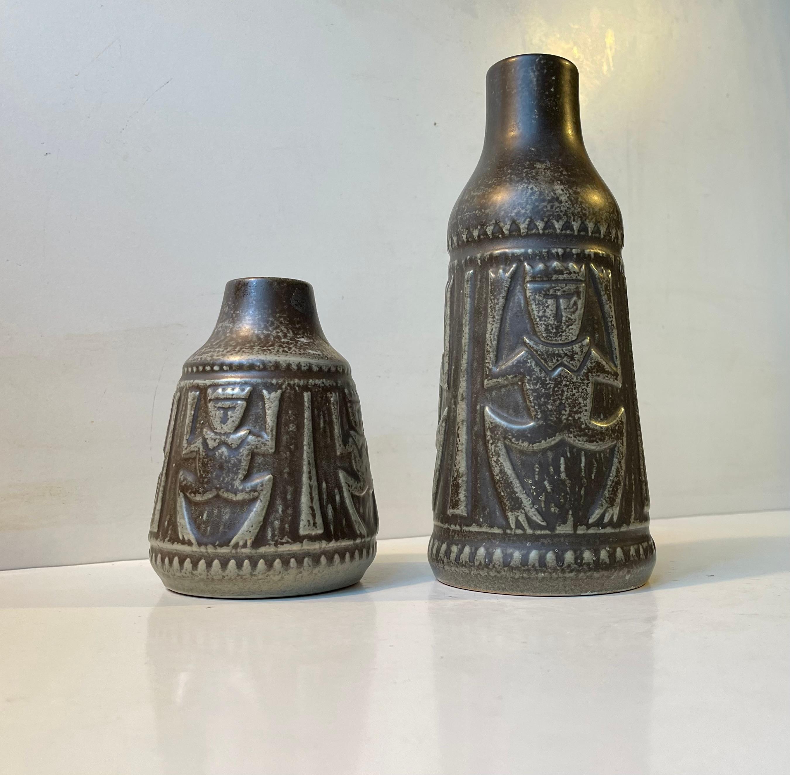 Danish Modern Ceramic Troll Vases by Johannes Pedersen & Gustav Ottesen, 1970s In Good Condition For Sale In Esbjerg, DK