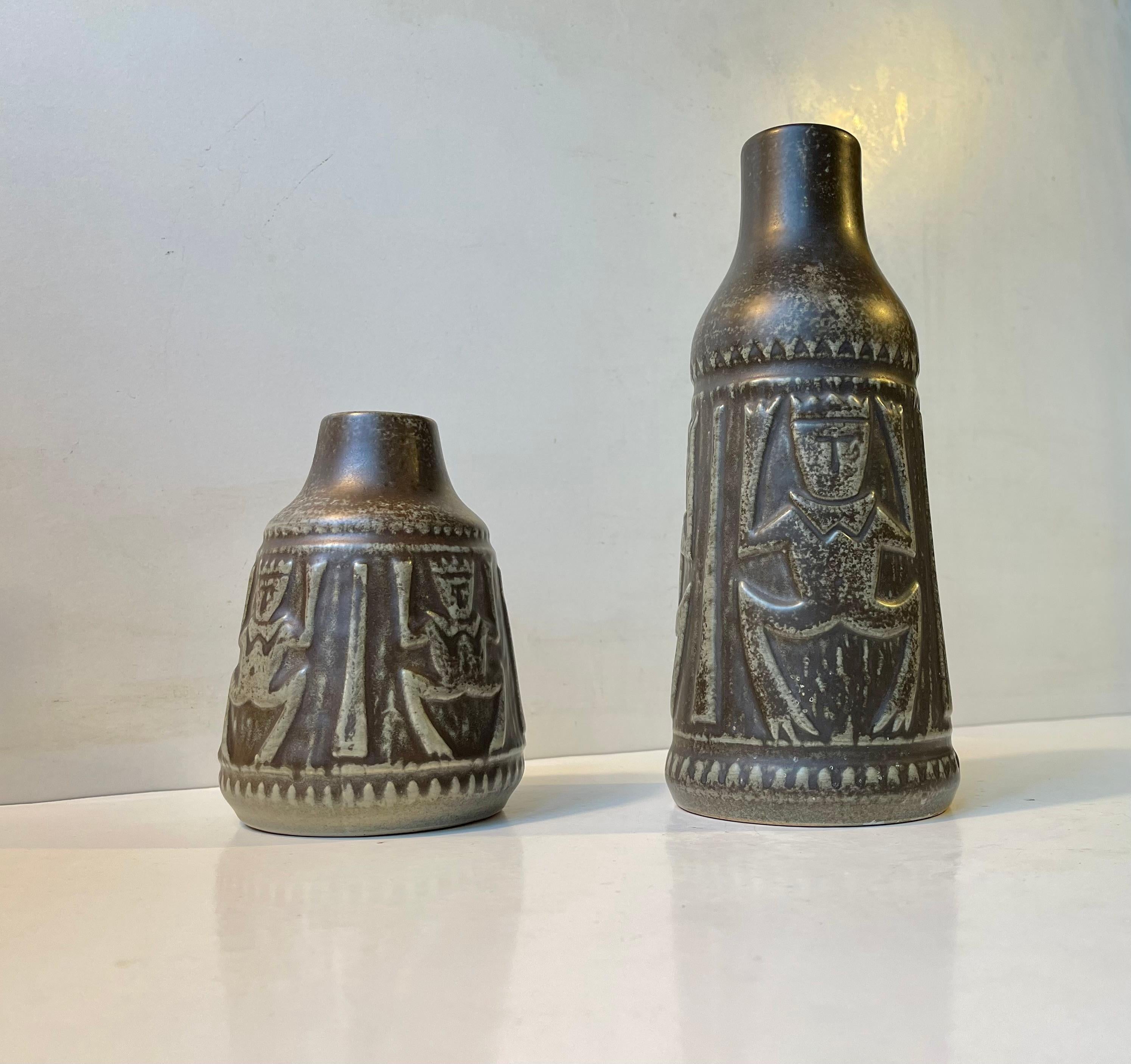 Late 20th Century Danish Modern Ceramic Troll Vases by Johannes Pedersen & Gustav Ottesen, 1970s For Sale