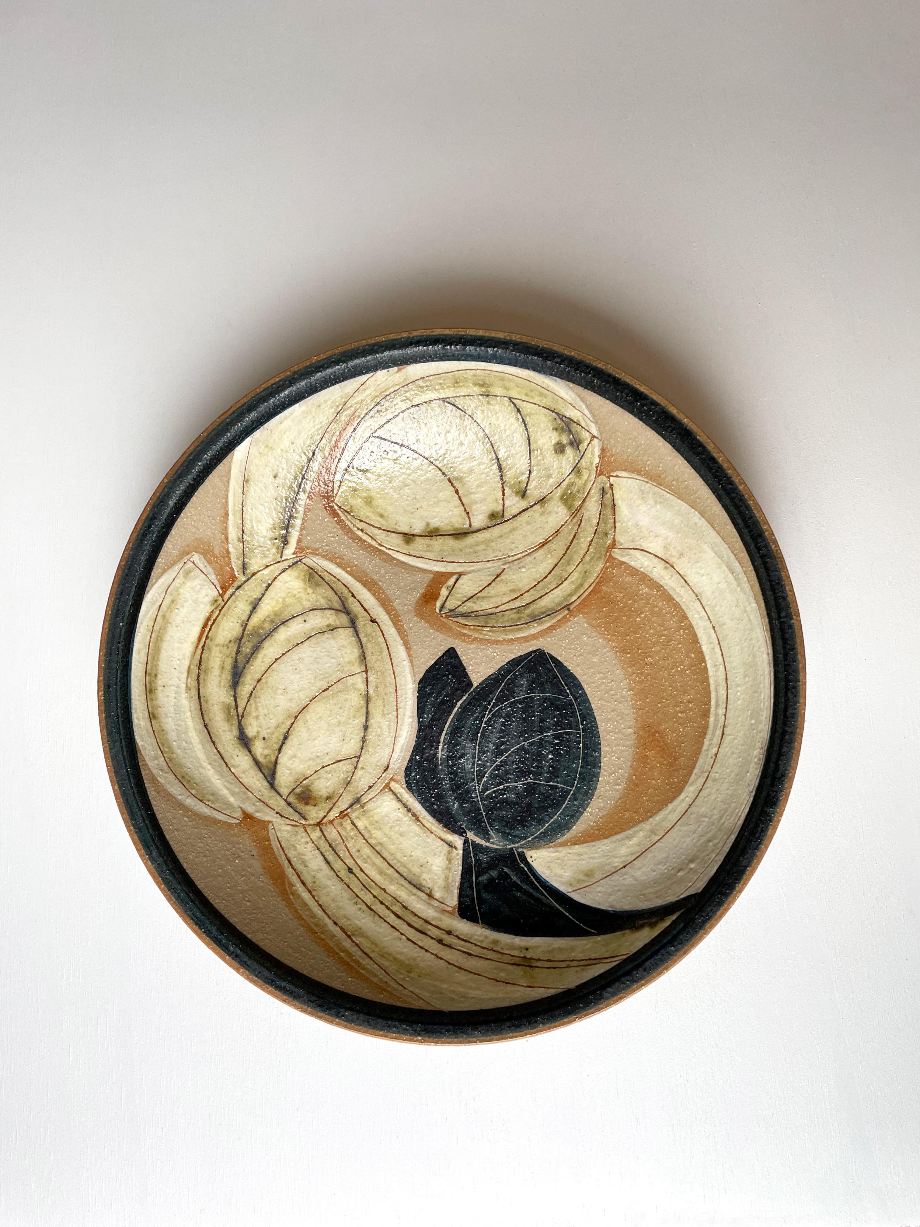 Glazed Danish Modern Ceramic Wall Plate Bowl by Noomi Backhausen, 1980s