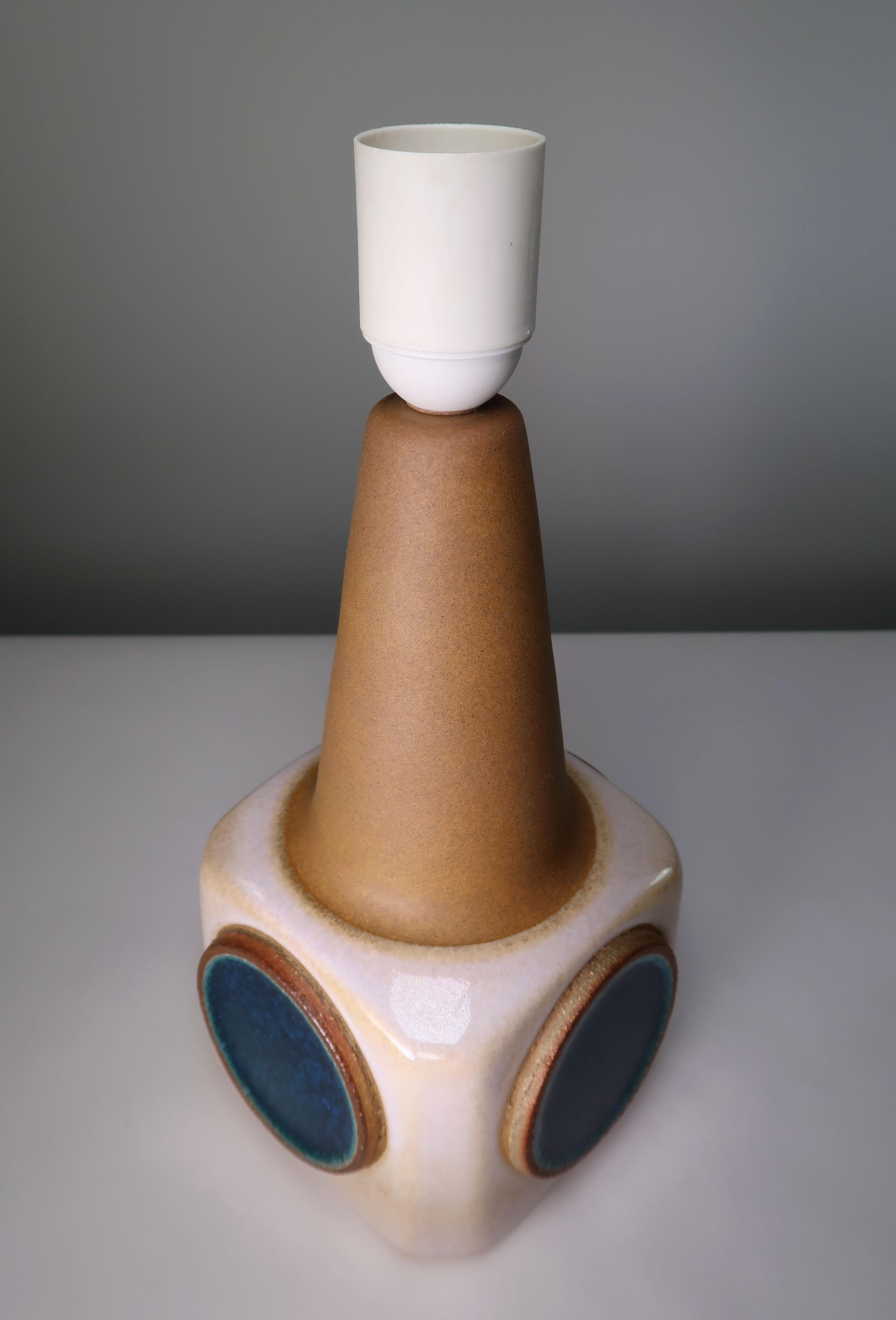 Danish Modern Ceramic White with Blue Circles Table Lamp by Søholm, 1960s 2