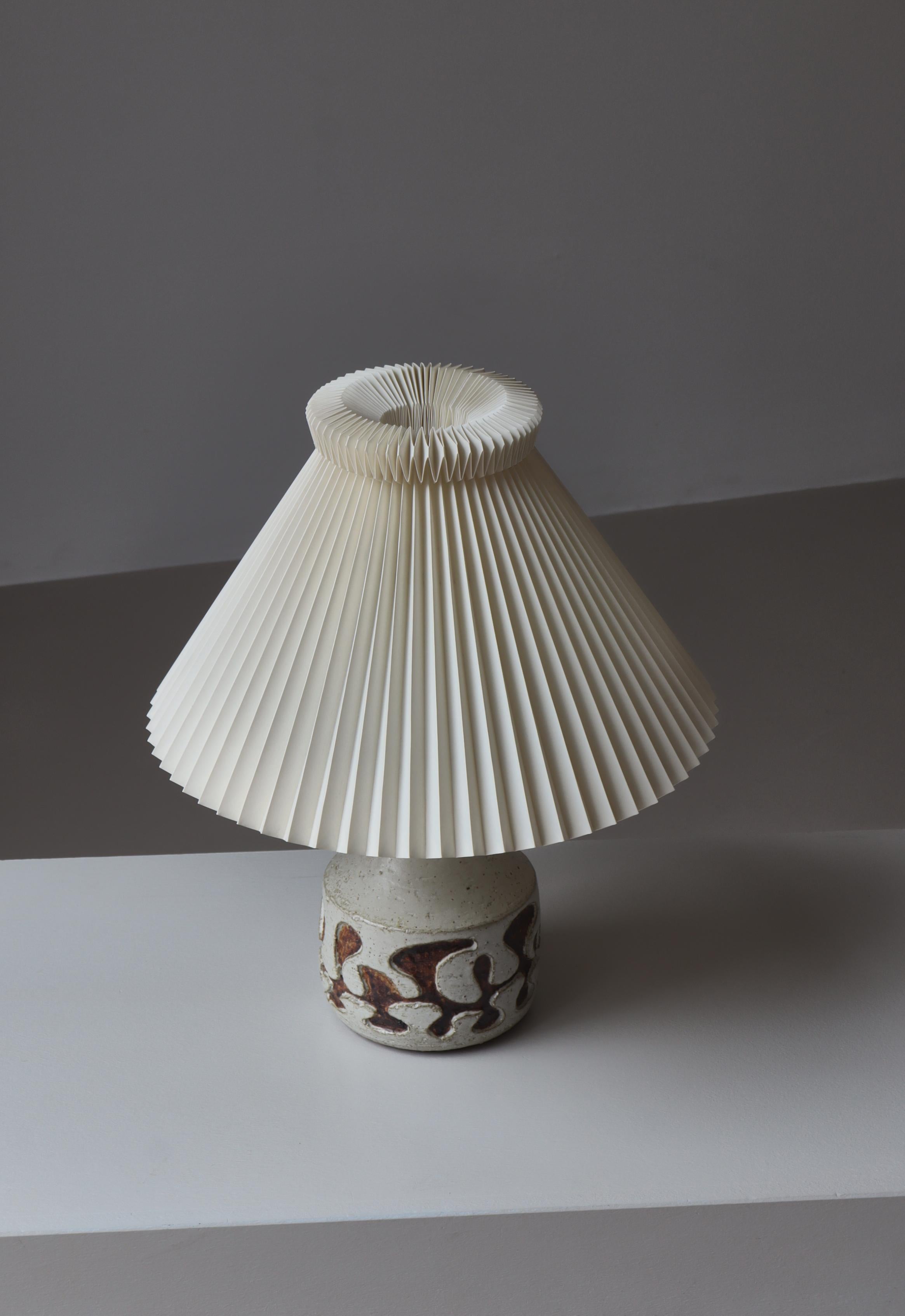 Late 20th Century Danish Modern Ceramics Table Lamp by Axella Studio with Le Klint Shade, 1970s For Sale