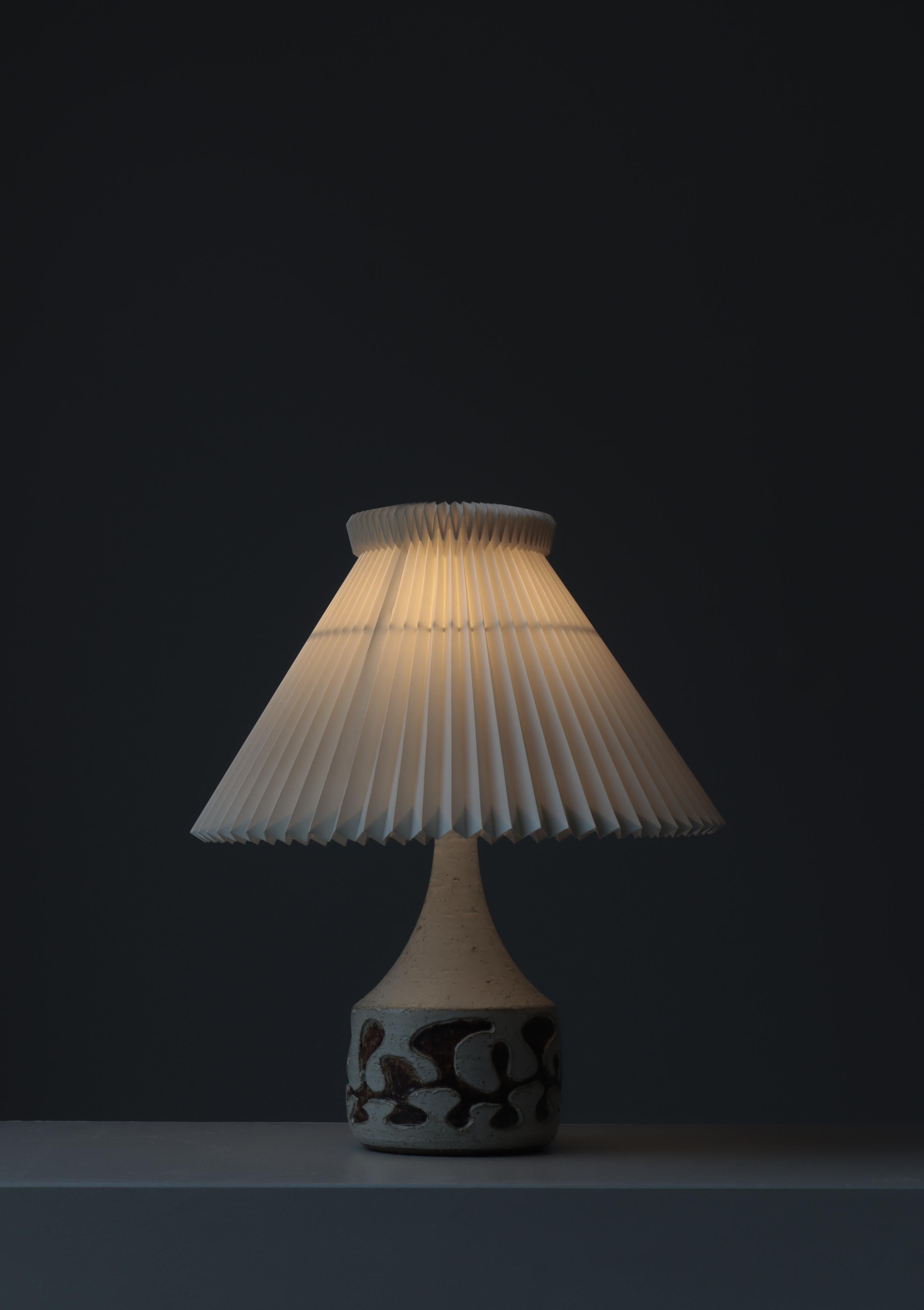 Stoneware Danish Modern Ceramics Table Lamp by Axella Studio with Le Klint Shade, 1970s For Sale
