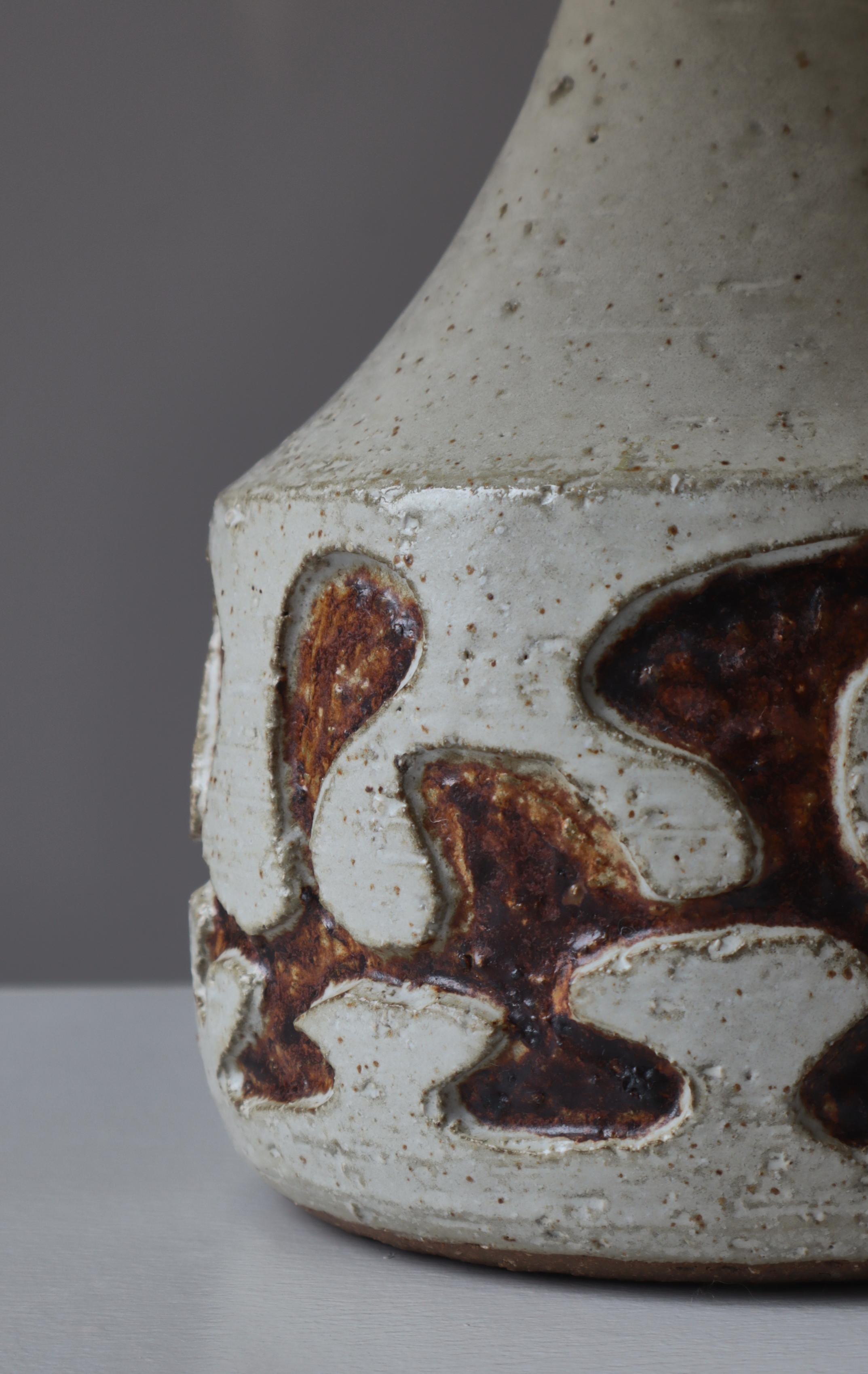 Danish Modern Ceramics Table Lamp by Axella Studio with Le Klint Shade, 1970s For Sale 1