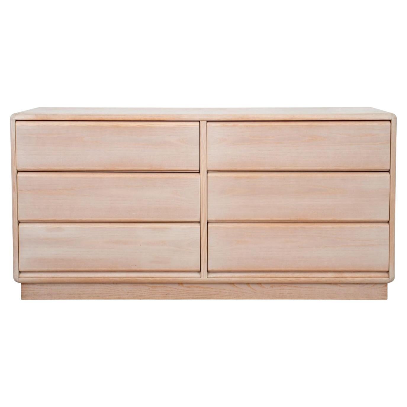 Danish Modern Cerused Wood 6-Drawer Dresser