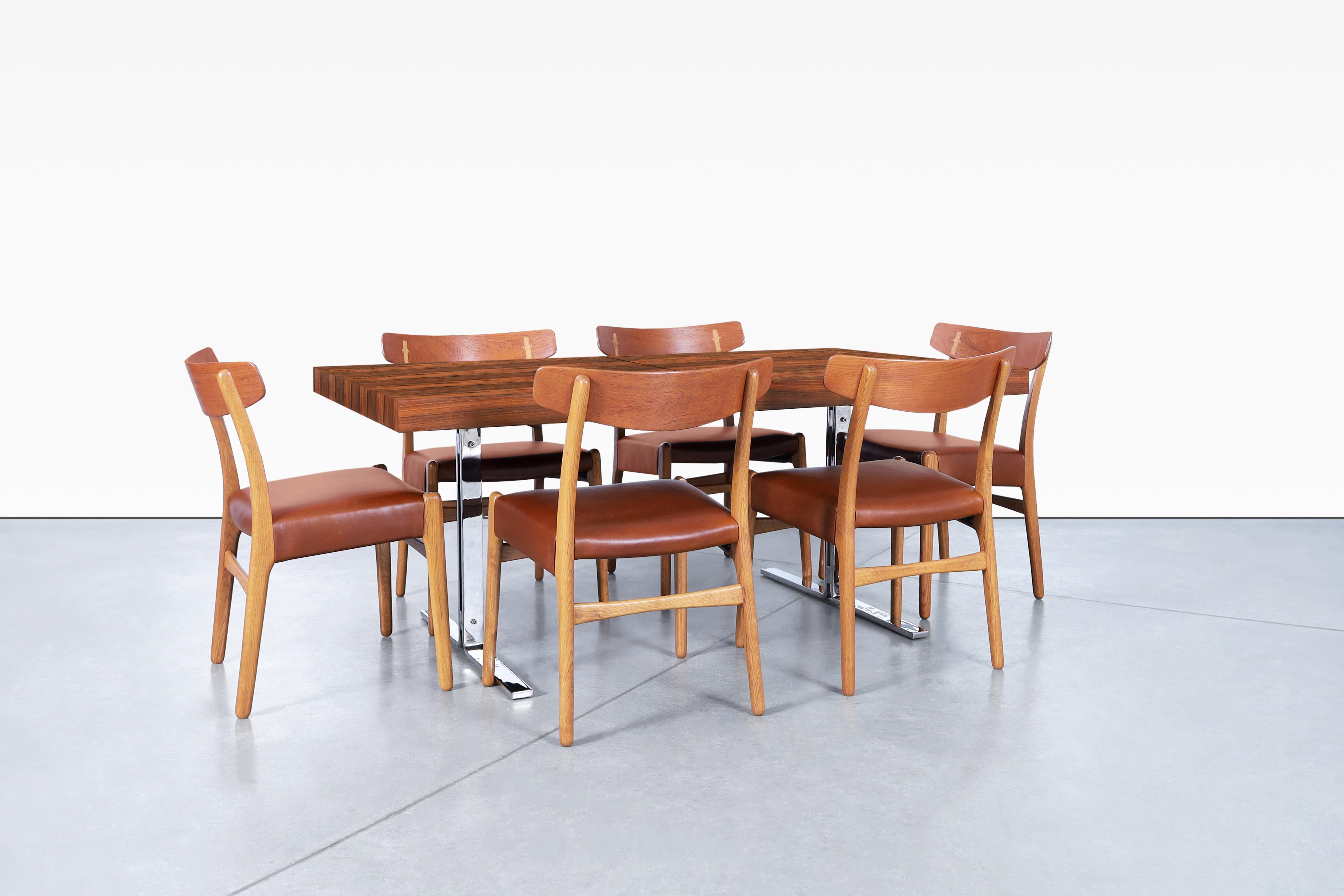Mid-Century Modern Danish Modern CH-23 Leather Dining Chairs by Hans J. Wegner For Sale