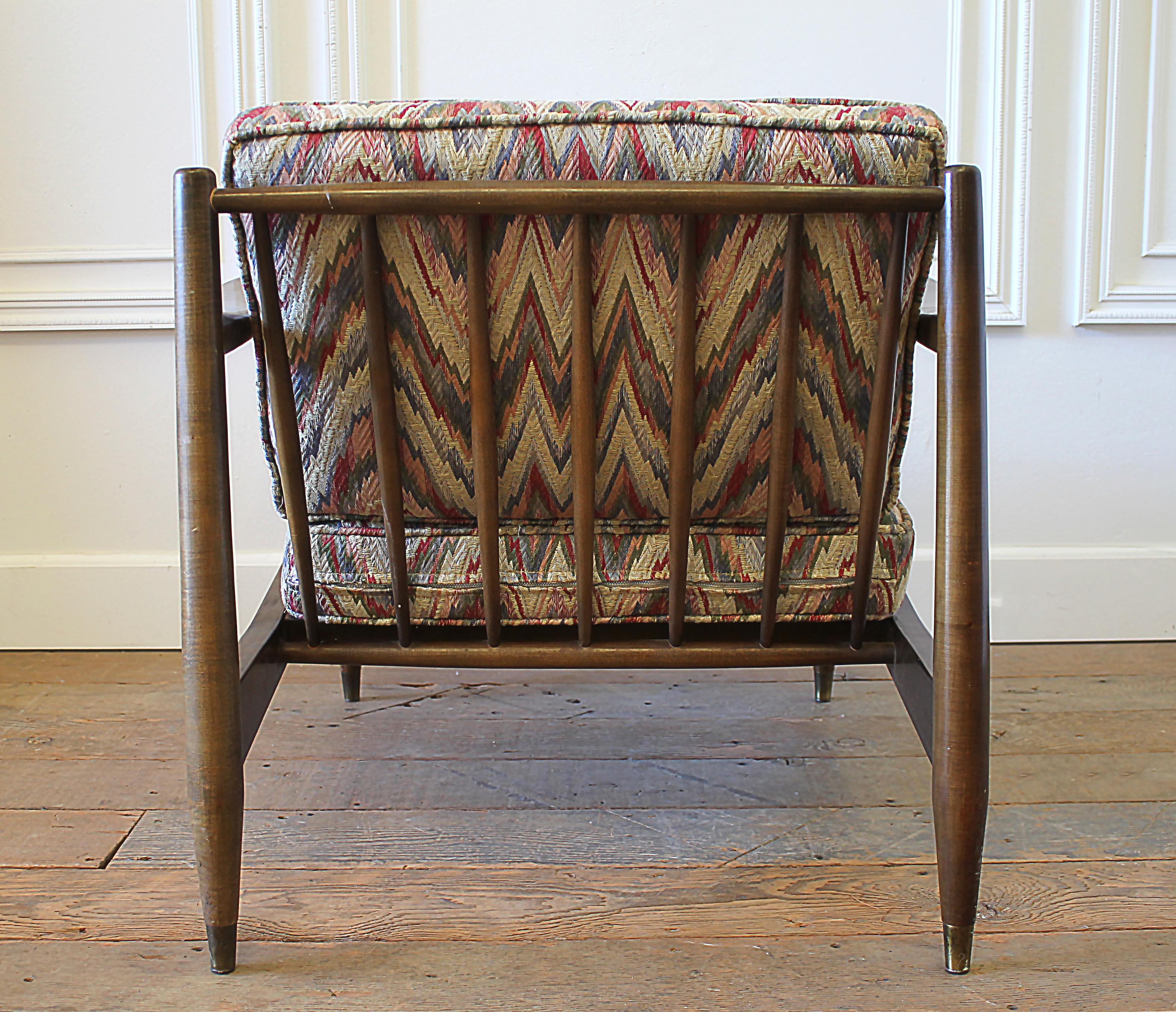 Walnut Danish Modern Chair with Flame Stitch Upholstered Cushions For Sale