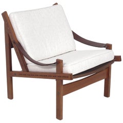 Danish Modern Chair with Leather Strap Arms