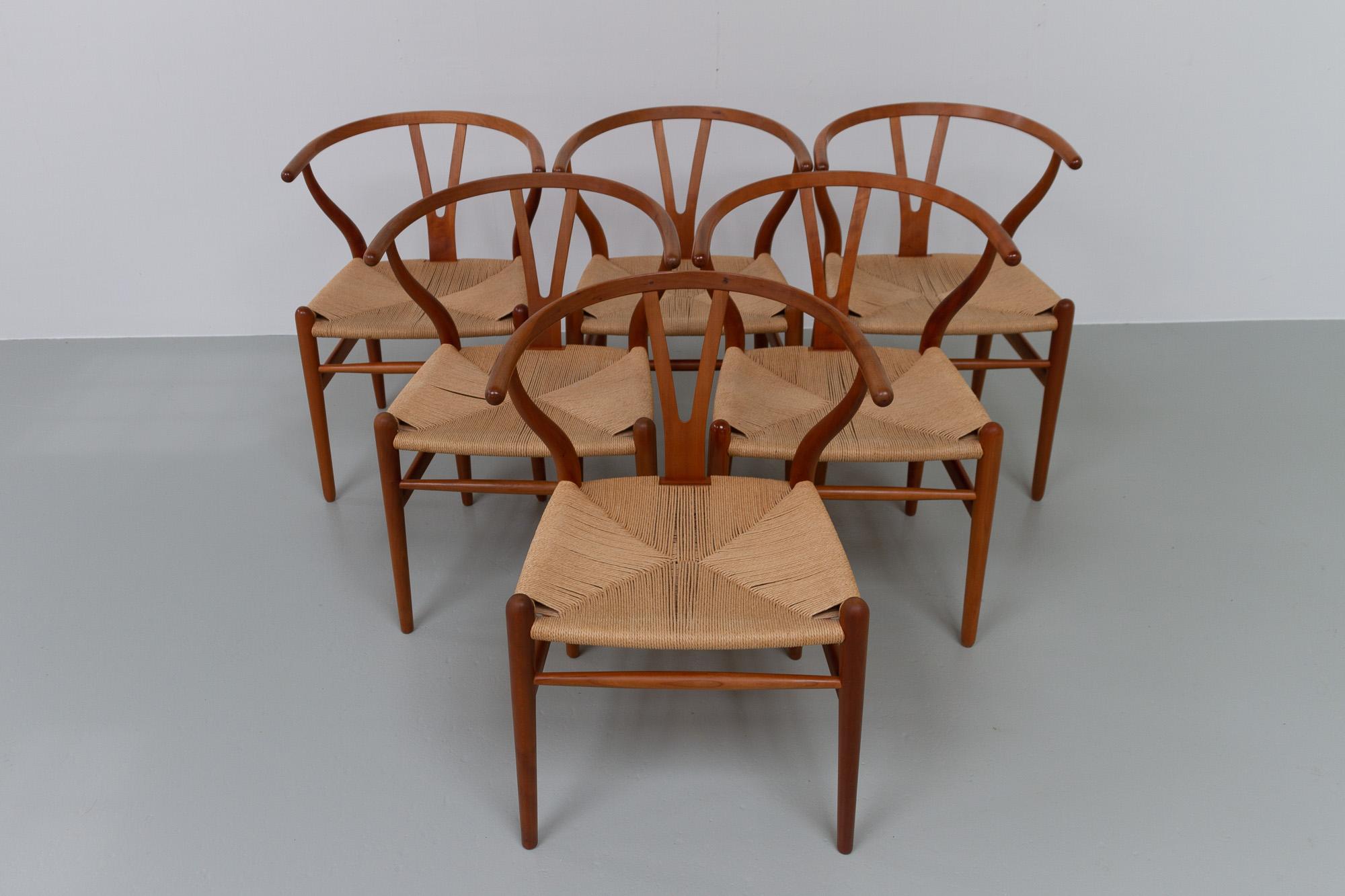 Scandinavian Modern Danish Modern Cherry CH24 Wishbone Chairs by Hans J. Wegner, 1990s For Sale