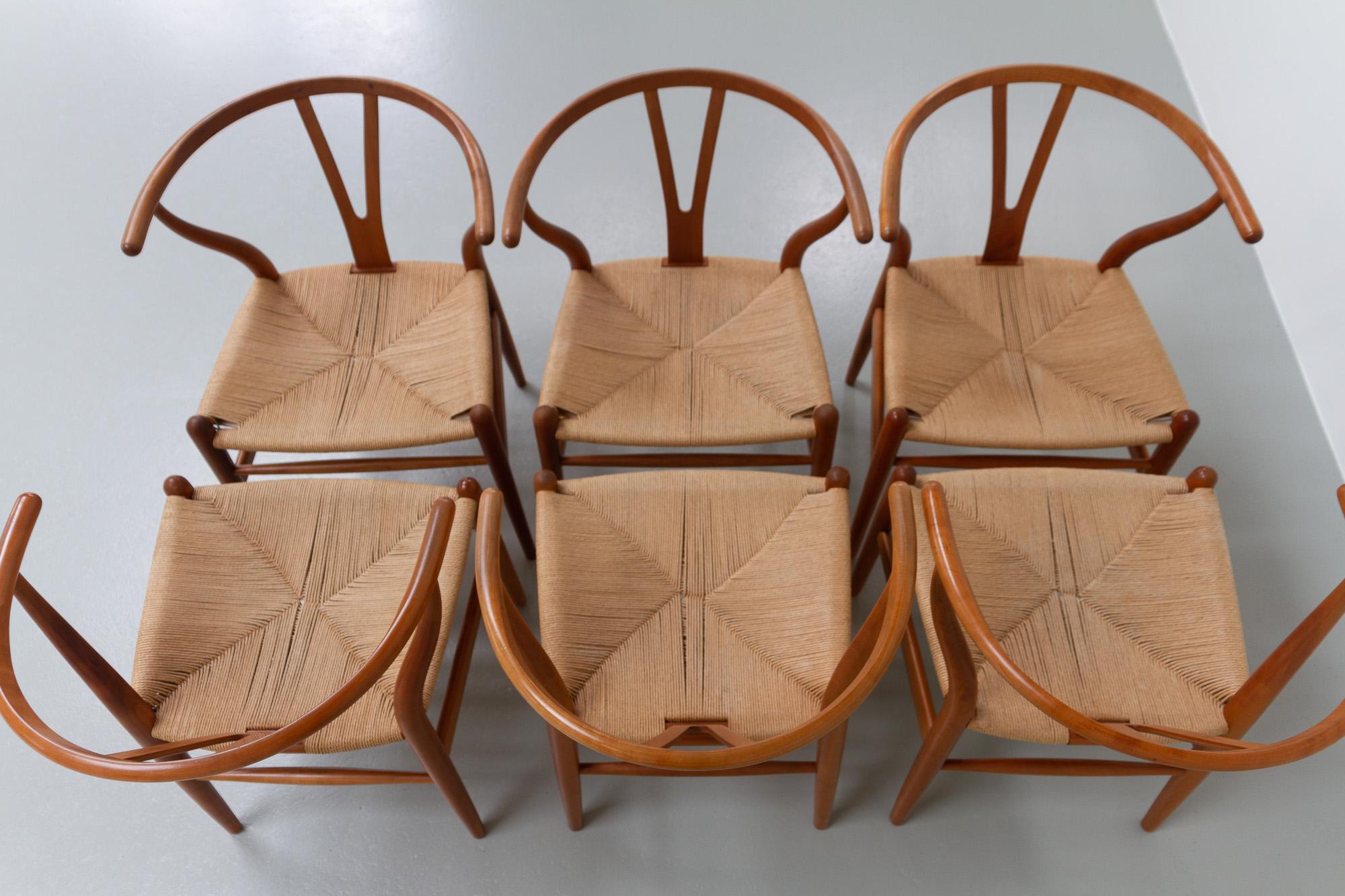 Danish Modern Cherry CH24 Wishbone Chairs by Hans J. Wegner, 1990s For Sale 3