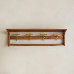 Appendiabiti da parete in legno di ciliegio e ottone in stile moderno danese, anni ’60