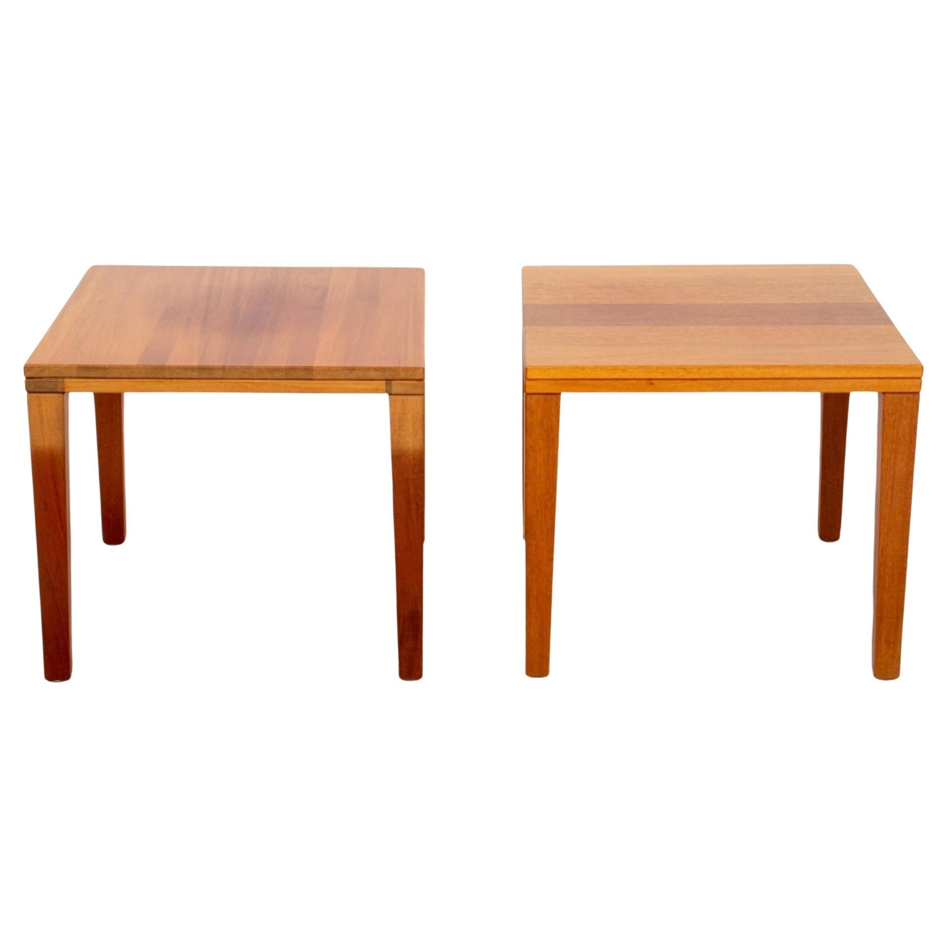 Danish Modern Cherry Wood Square Side Table, 2 For Sale