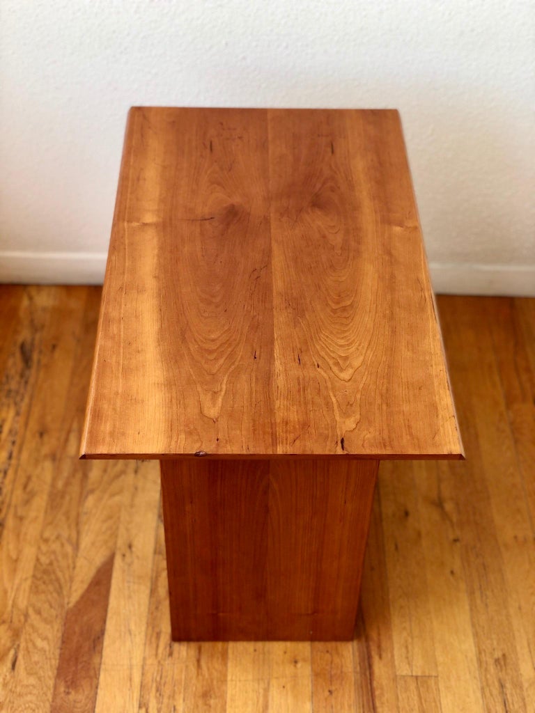 Danish Modern Cherry Wood Table With Magazine Record Holder For