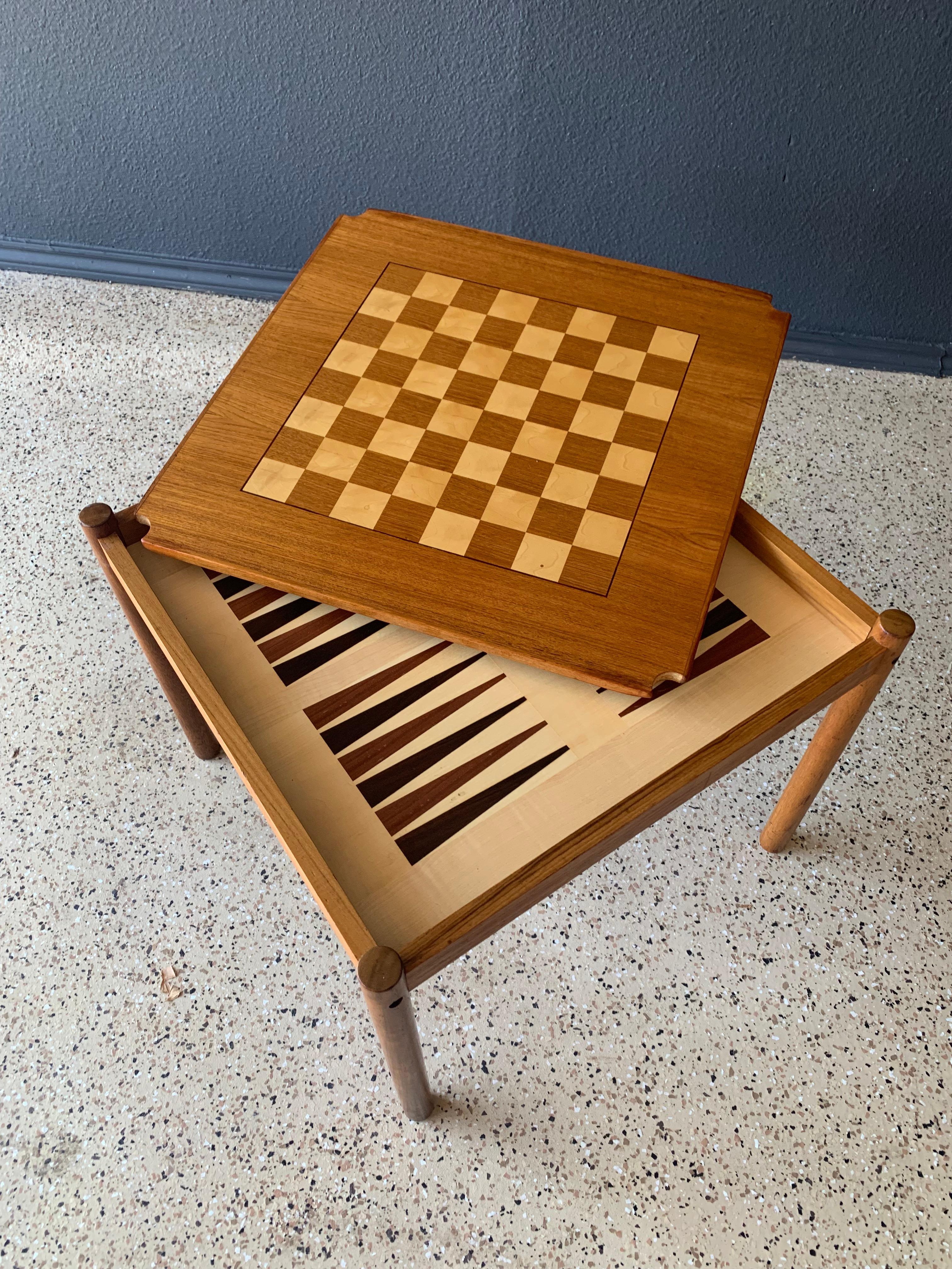 Satinwood Danish Modern Chess and Backgammon Table by Georg Petersens For Sale
