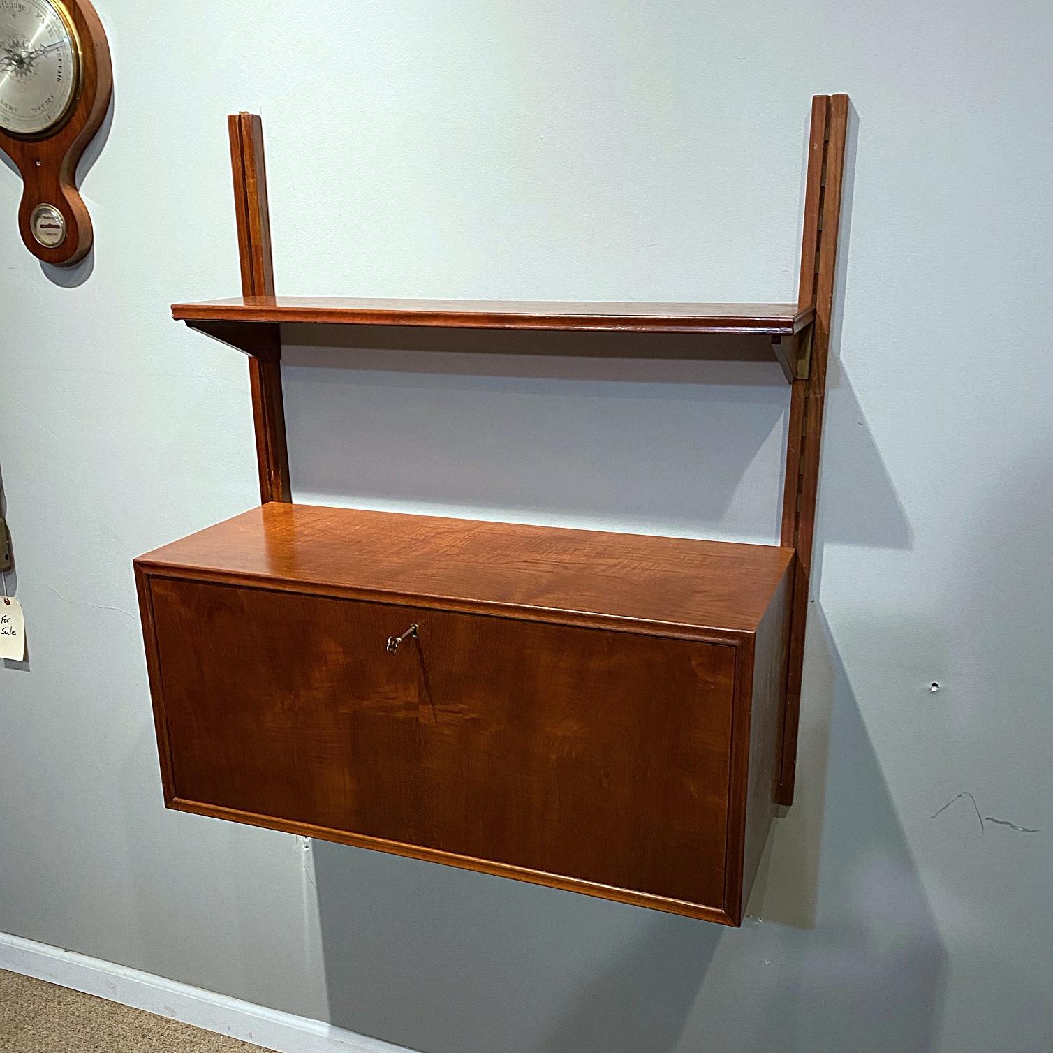 Polished Danish Modern Child's Hanging Fall Front Desk with Shelf