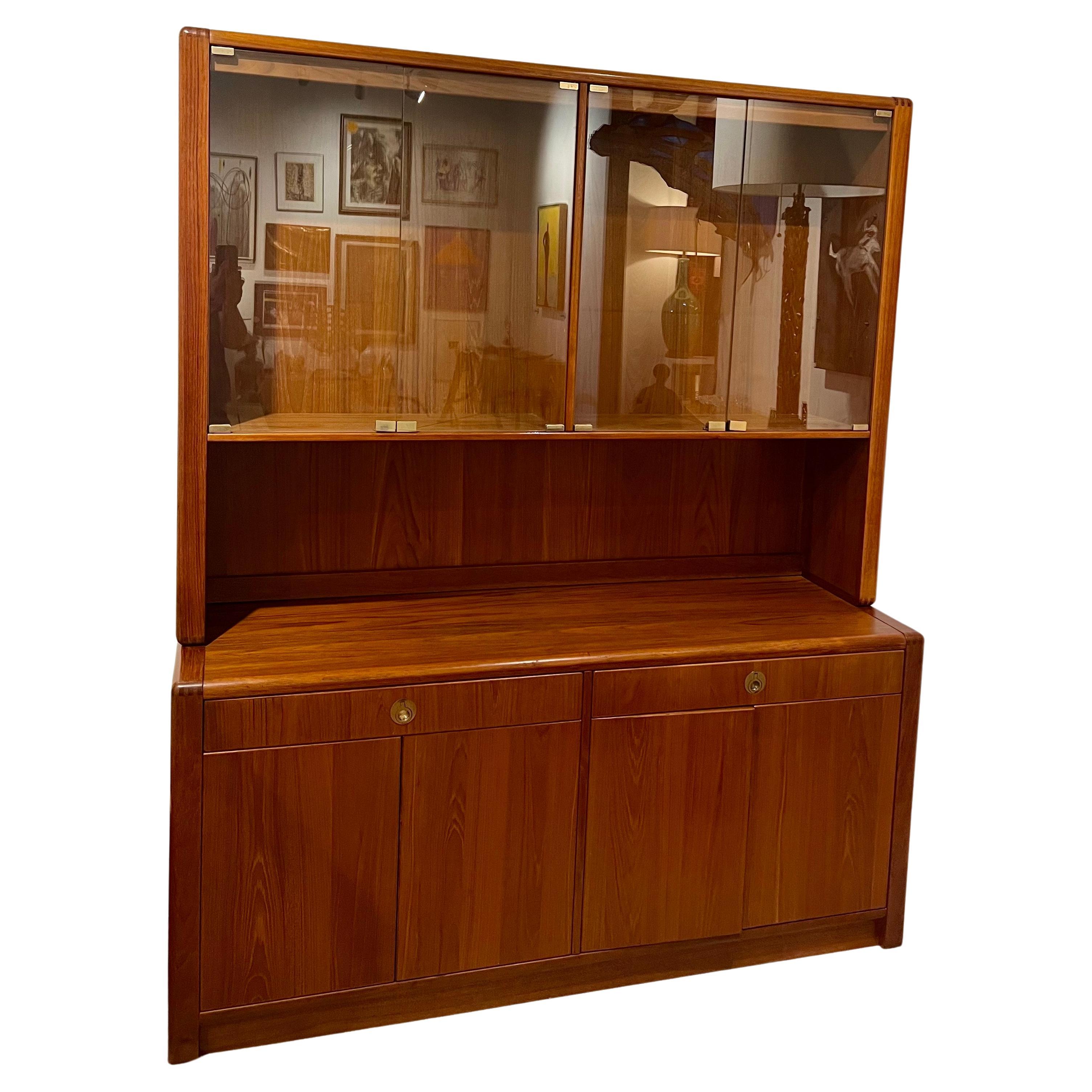 Scandinavian Modern Danish Modern China Cabinet Credenza Glass doors & Shelves  For Sale