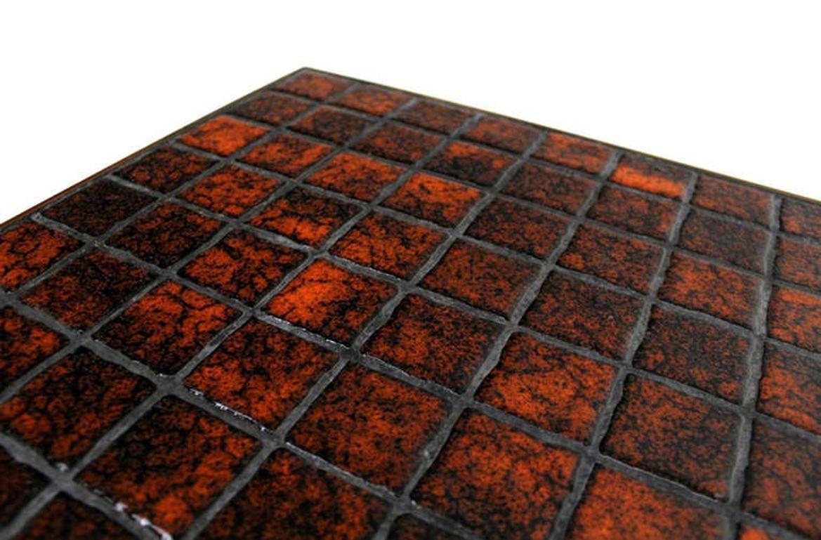Danish Modern Chrome Base Tile Mosaic Rosewood Top Square Coffee Side Table MINT For Sale 3