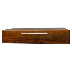 Scatola per sigari moderna danese in legno scuro e argento, anni '60