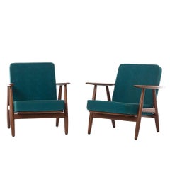 Vintage Danish Modern Cigar Lounge Chairs by Hans J Wegner