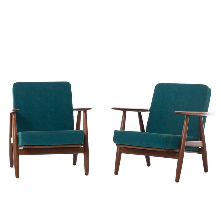 Danish Modern Cigar Lounge Chairs by Hans J Wegner For Sale at 1stDibs