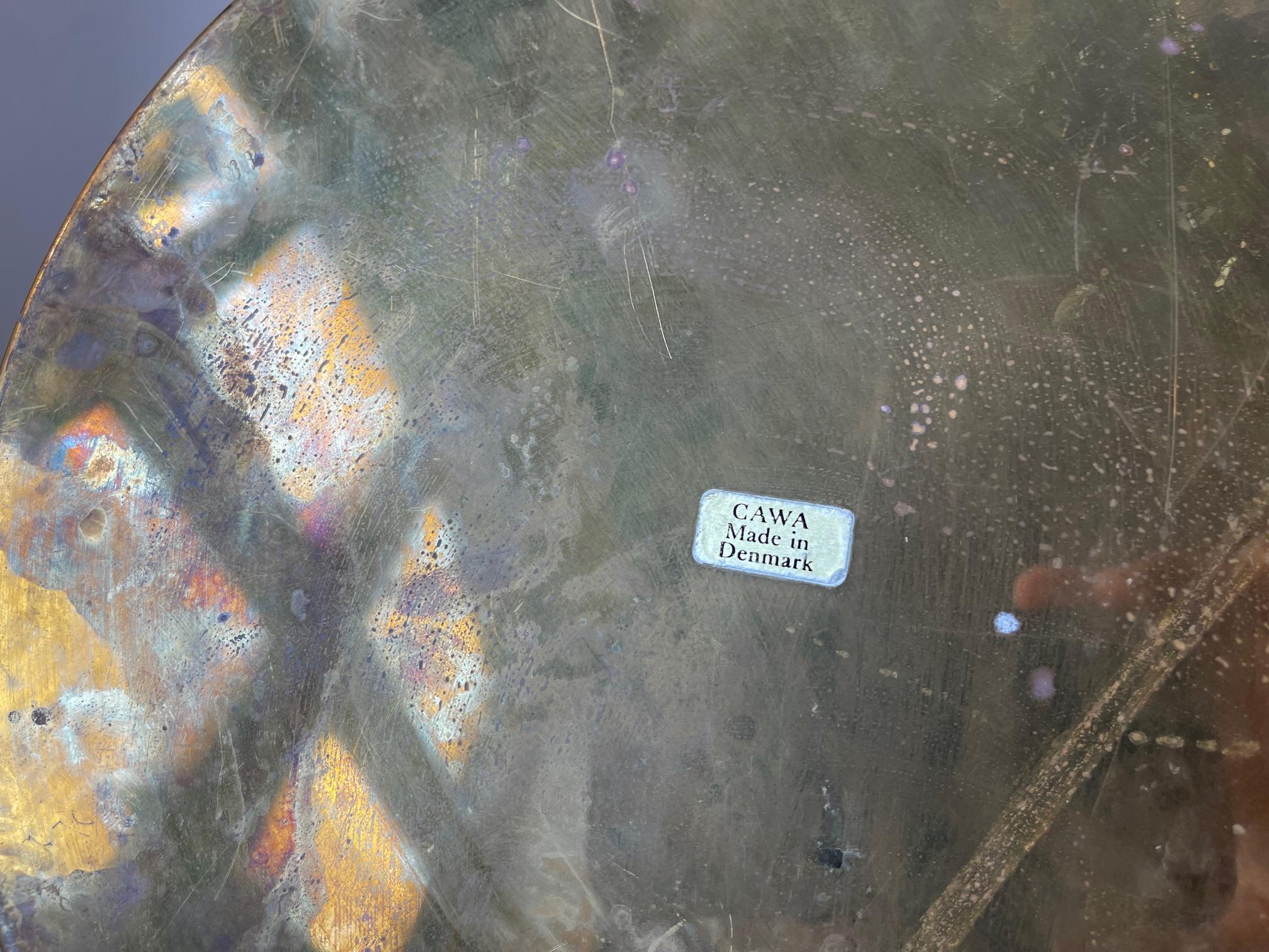 Scandinavian Modern Danish Modern Circular Brass Serving Tray by Cawa For Sale
