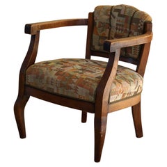 Danish Modern Classic Armchair in Solid Oak with Vintage Fabric, 1940s