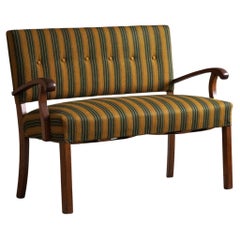 Danish Modern, Classic Two Seater Sofa in Oak and Fabric, 1930s