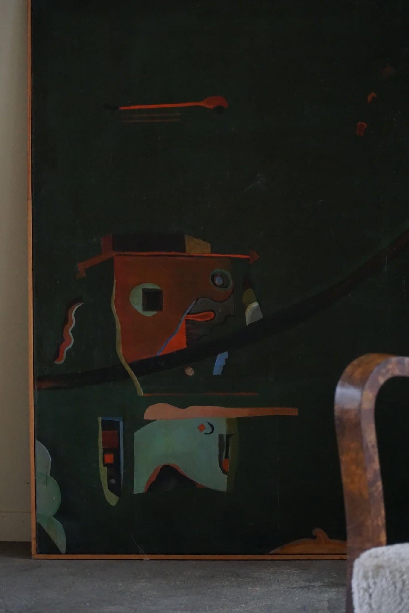 Pittura moderna danese, stile CoBrA, olio su tela di S. Kinleman, 1960 in vendita 5