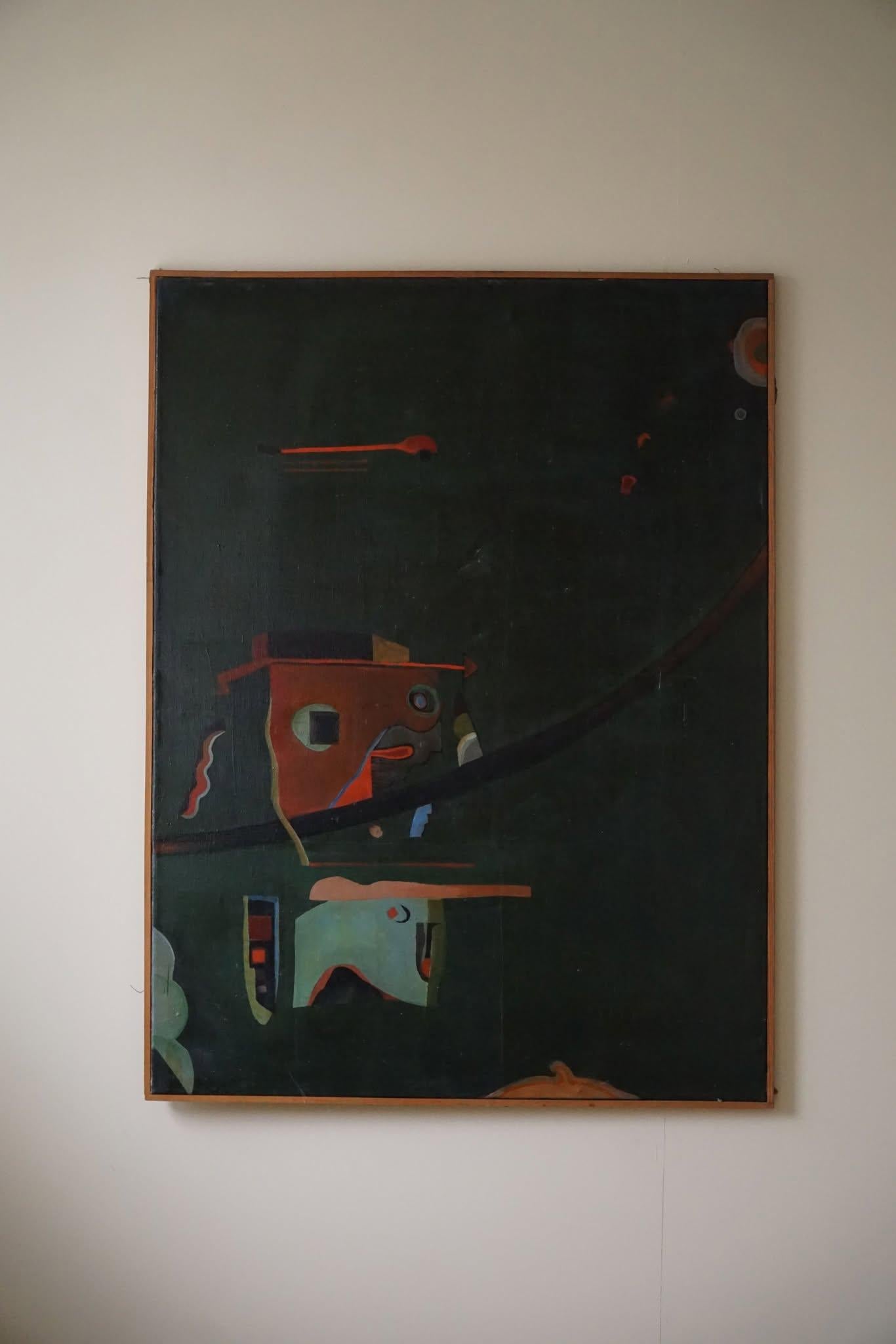Espressionista Pittura moderna danese, stile CoBrA, olio su tela di S. Kinleman, 1960 in vendita