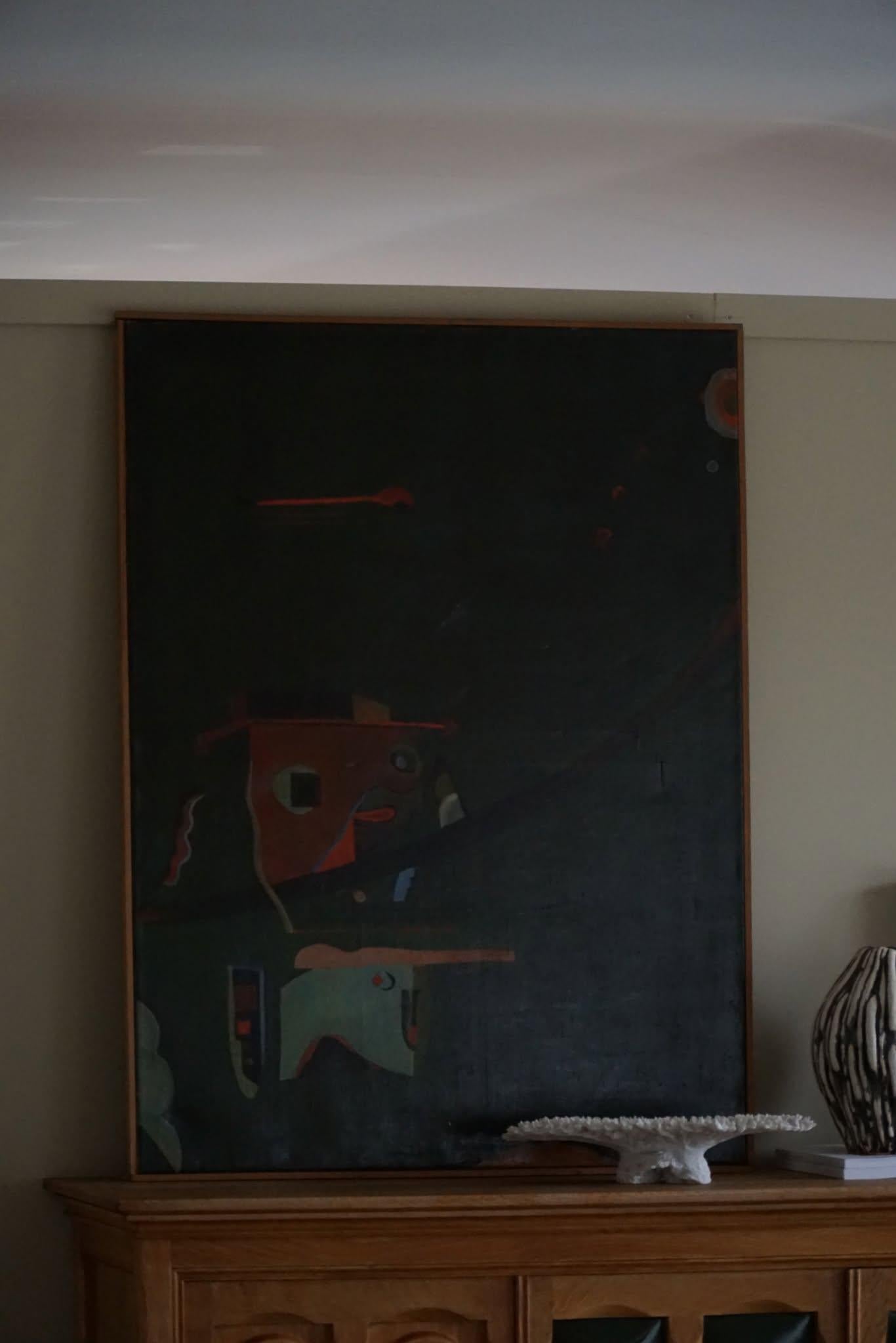 XX secolo Pittura moderna danese, stile CoBrA, olio su tela di S. Kinleman, 1960 in vendita