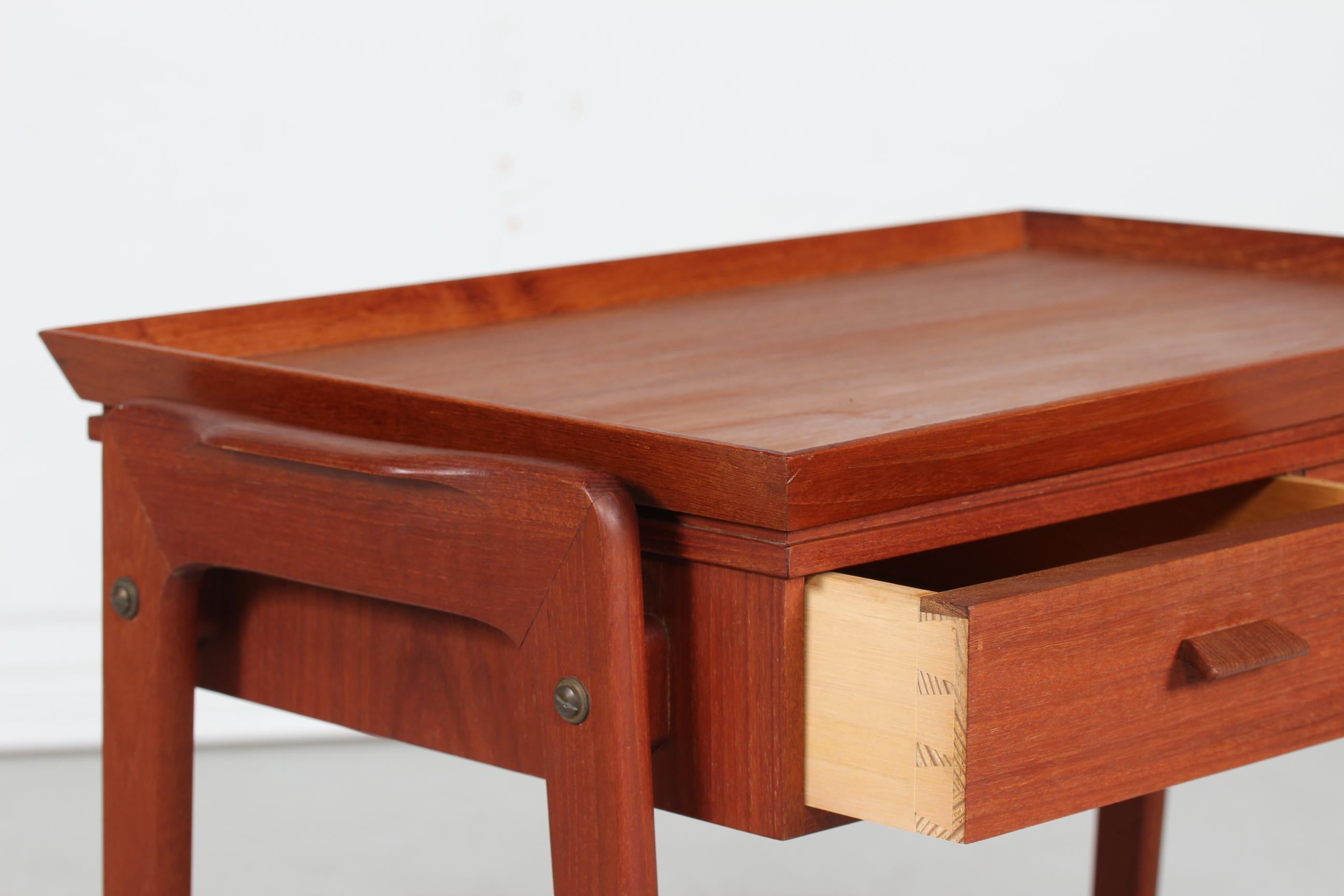 Mid-Century Modern Danish Modern Cocktail Trolley of Teak with Tray and Two Drawers, Denmark, 1960s