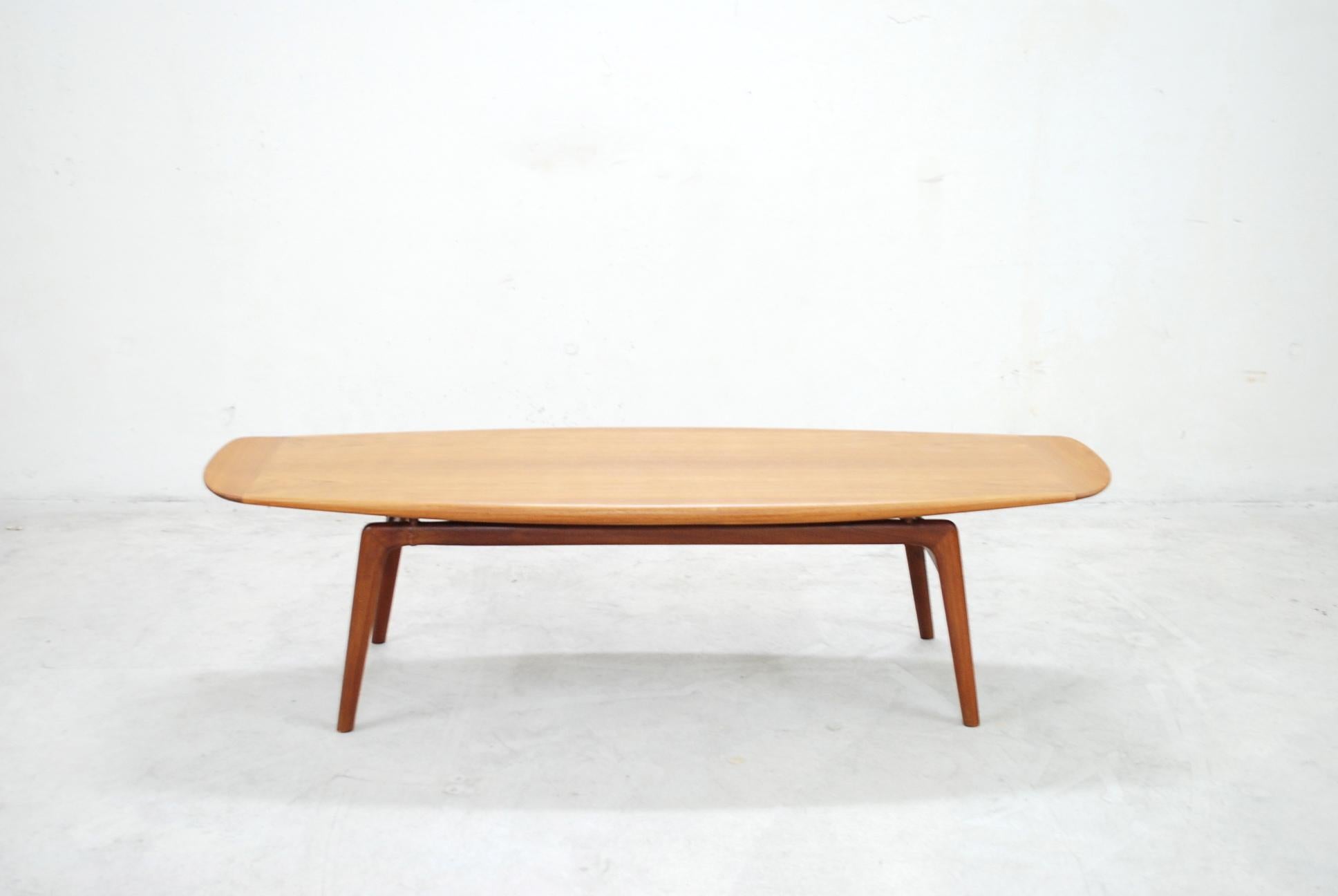 Lacquered Danish Modern Coffee Table in Teak by  Arne Hovmand Olsen for Mogens Kold