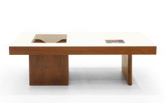 Danish Modern Coffee Table with Built in Magazine / Album Storage, Tile Inlay