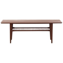 Danish Modern Coffee Table with Elegant Slat Shelf