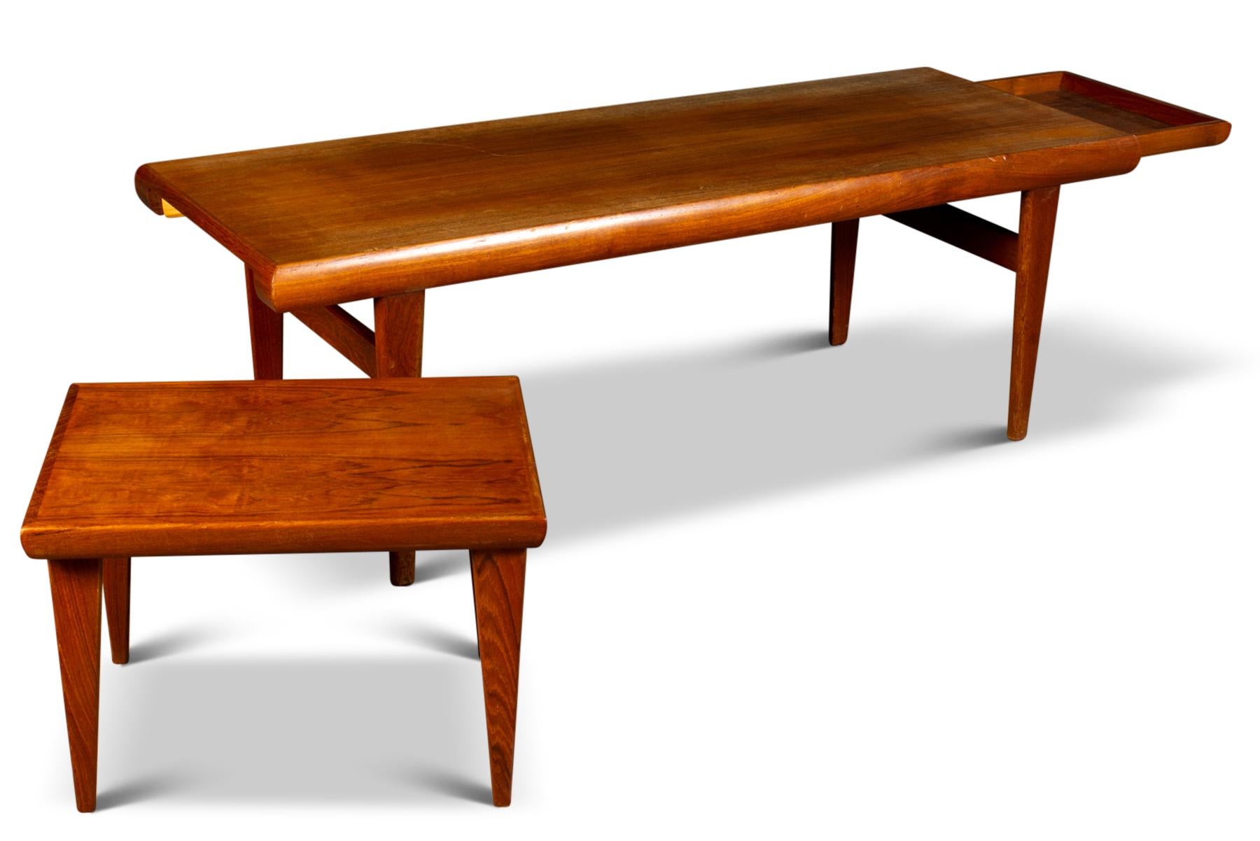 Mid-Century Modern Danish Modern Coffee Table With Small Foldable Side Table For Sale