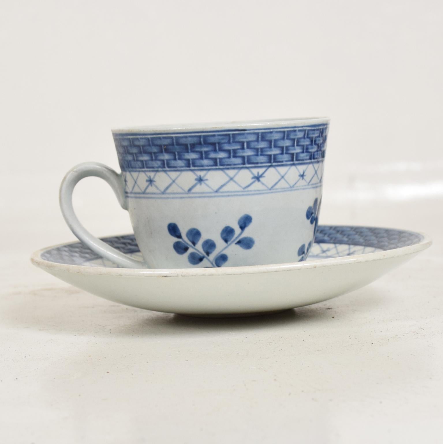 Porcelain ROYAL Copenhagen Coffee Tea Cup & Saucer Set for (12) Blue Danish Modern 1960s