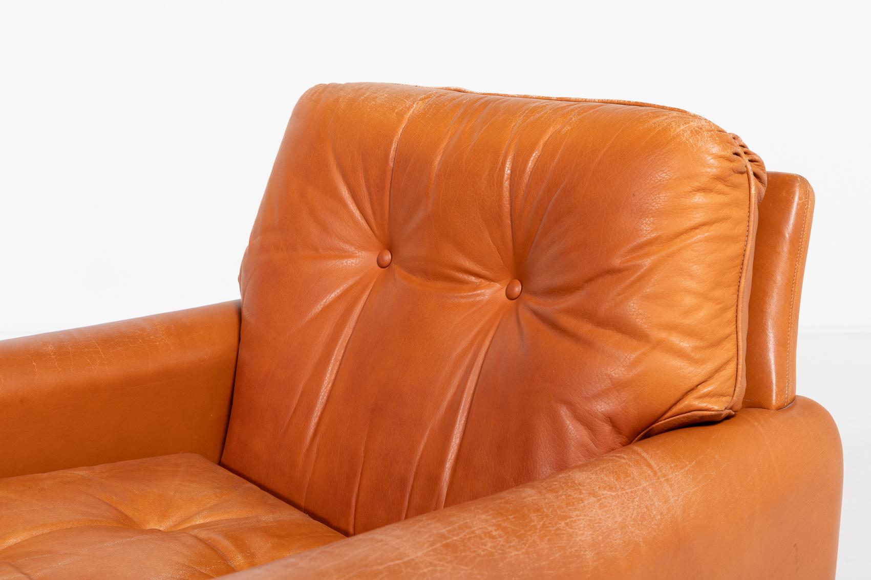 Scandinavian Modern Danish Modern cognac leather armchairs from 1960’s For Sale