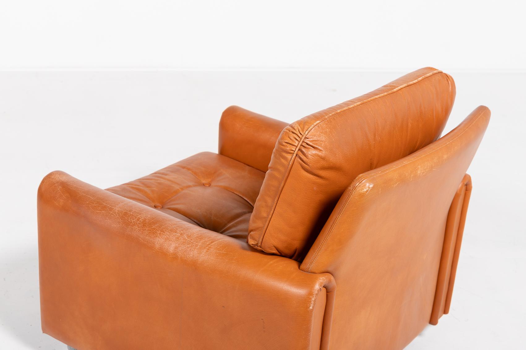 Danish Modern cognac leather armchairs from 1960’s For Sale 2