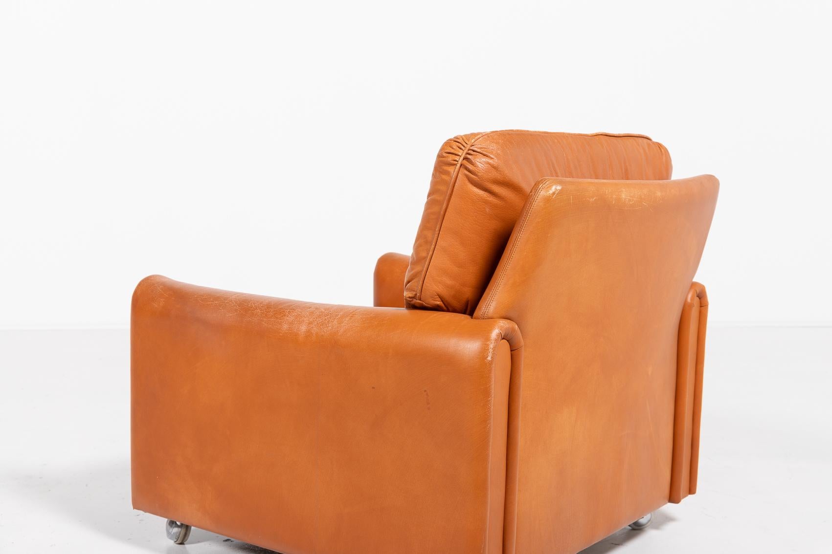 Danish Modern cognac leather armchairs from 1960’s For Sale 3