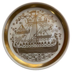 Danish Modern Collectible Decorative Small Viking Plate by Porsgrund Norway