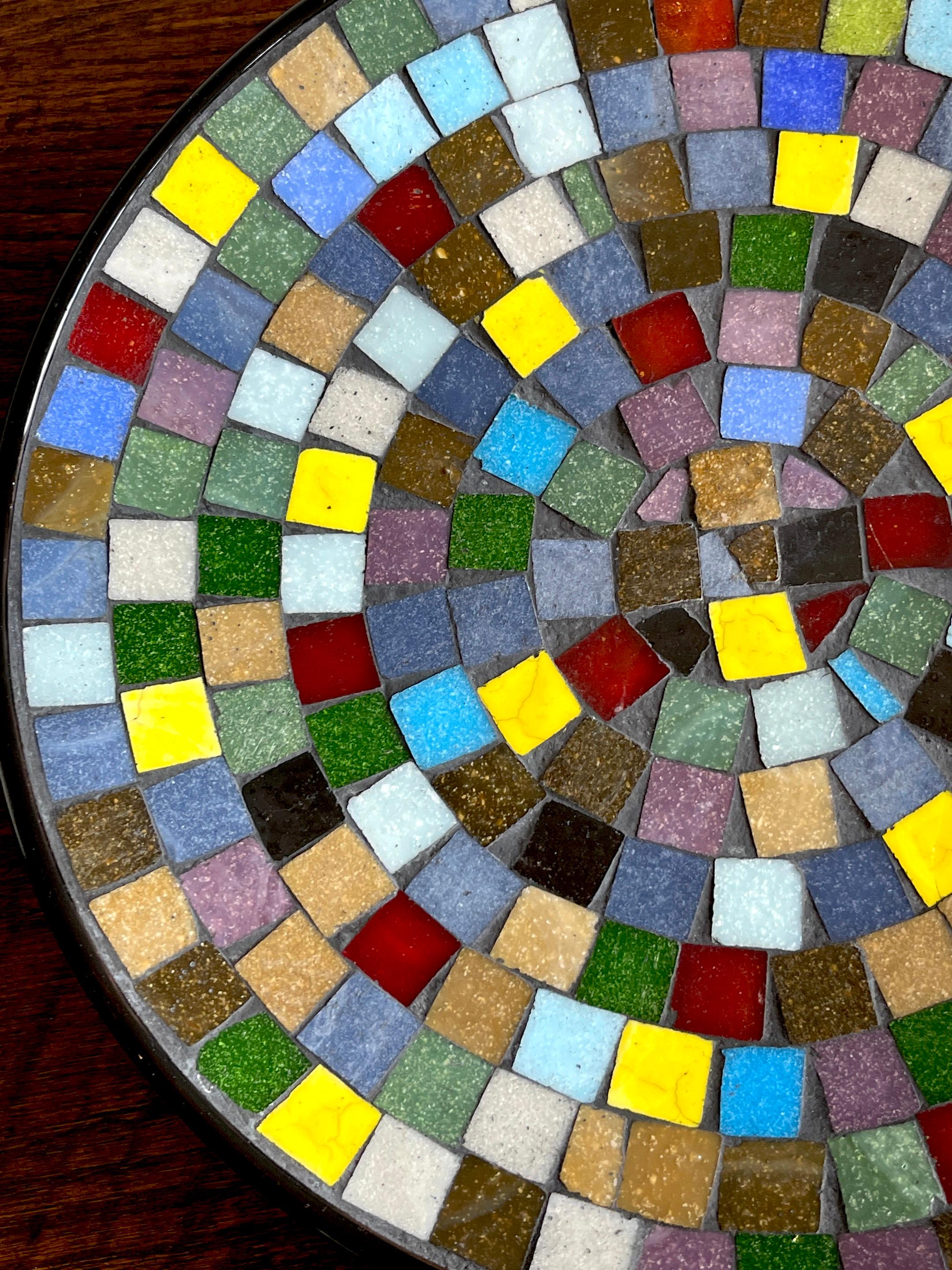 Mid-Century Modern Danish Modern Colorful Mosaic Vide-Poche or Charger For Sale
