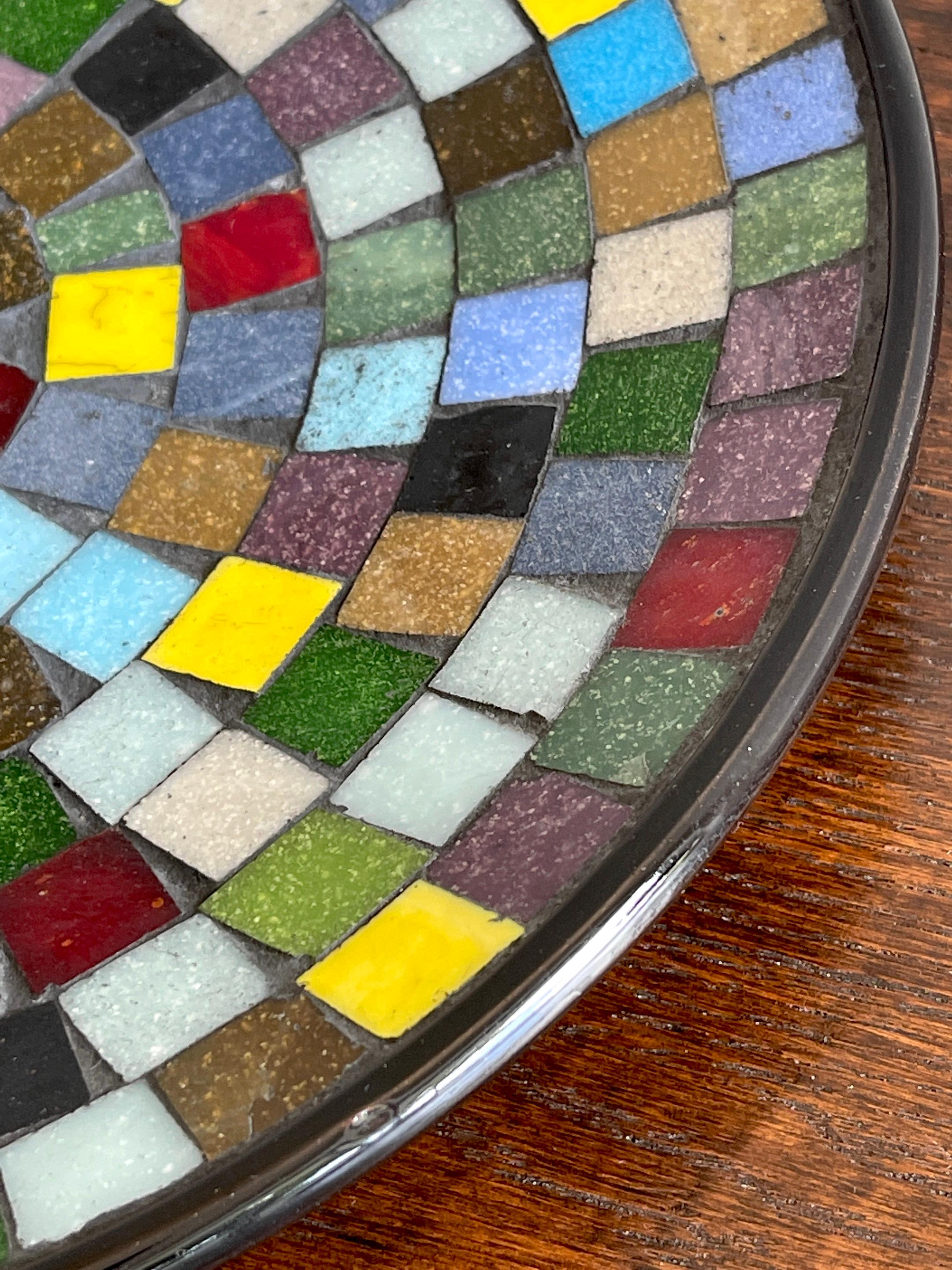Danish Modern Colorful Mosaic Vide-Poche or Charger In Good Condition For Sale In West Palm Beach, FL