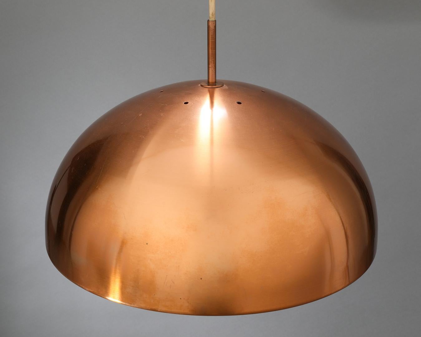 Scandinavian Modern Danish Modern Copper Fog and Morup Pendant Lamp, 1960's For Sale