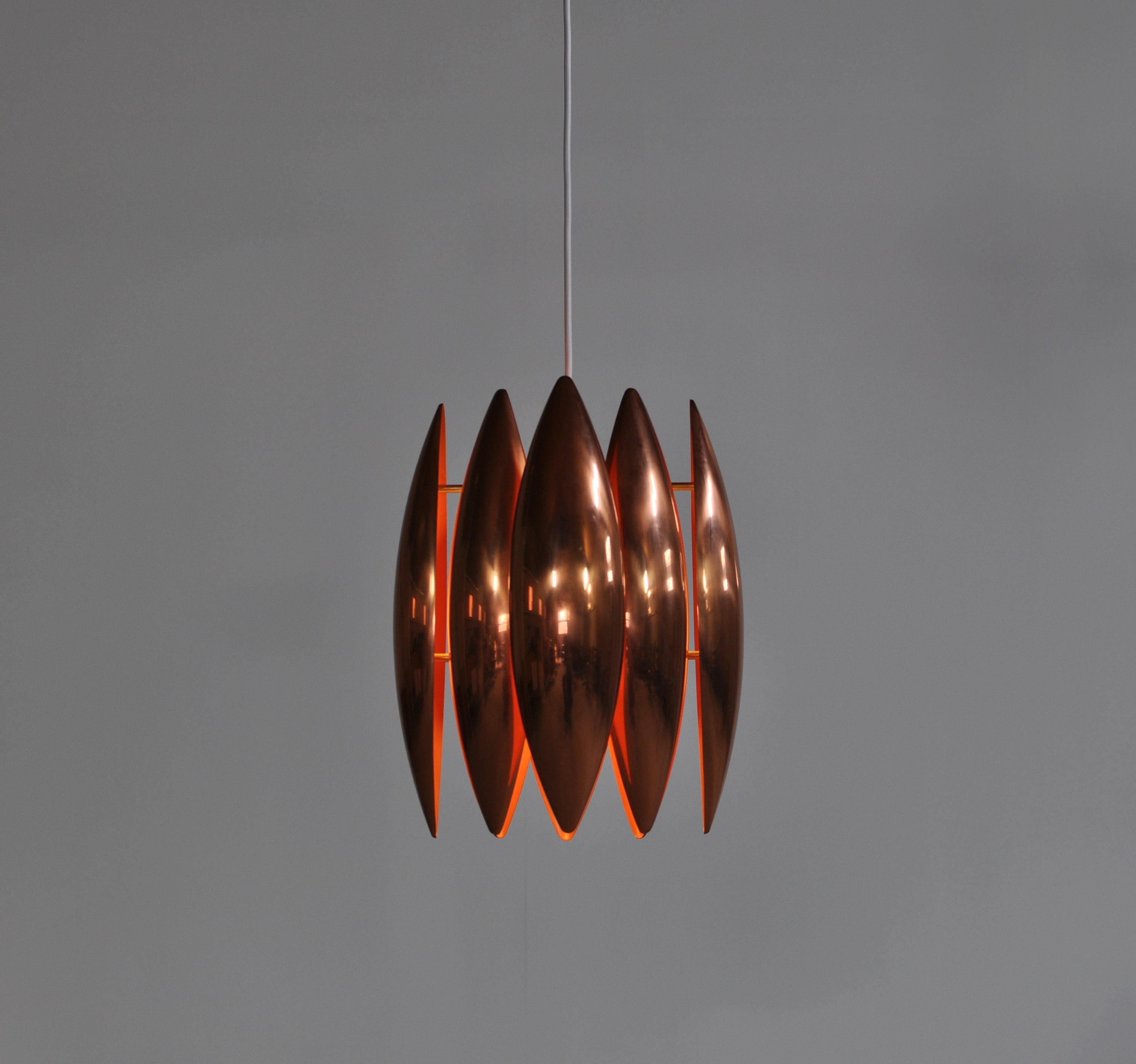 Danish Modern Copper Pendant by Jo Hammerborg for Fog & Mørup, 1960s 2